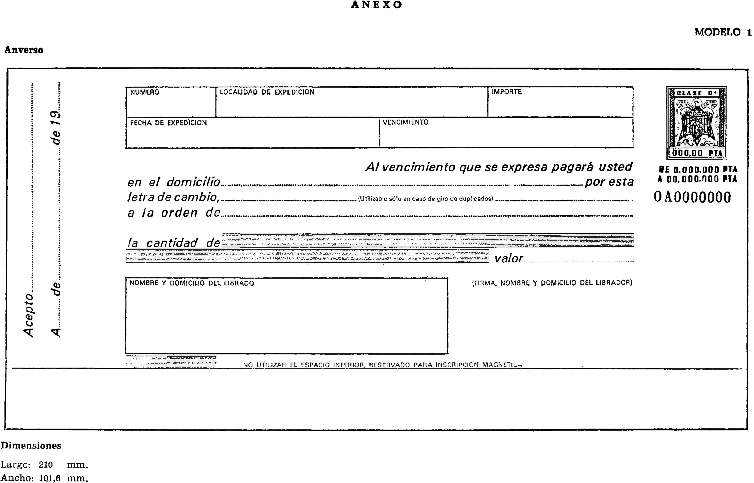 Modelos Letra De Cambio BOE-A-1975-23579 Corrección de errores de la Orden de 31 de julio de 1975  por la que se aprueba el nuevo formato de la letra de cambio.