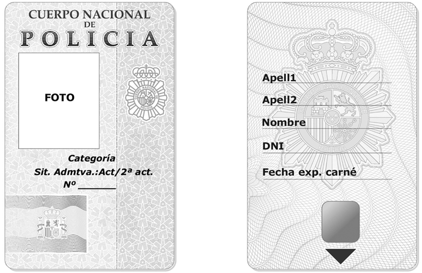 Placa y Tarjeta Identificativa de la Policía Nacional