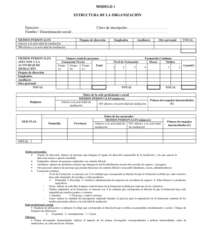 Modelo 1. Estructura de la organización.