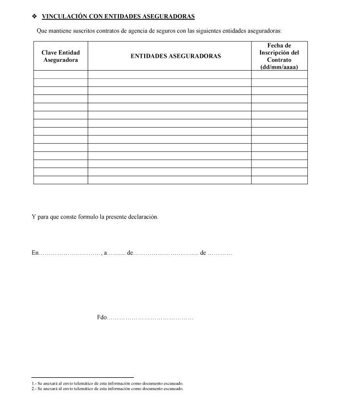 Modelo AV 0.1 Declaración del agente de seguros vinculado.