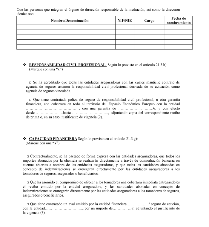 Modelo AV 0.2 Declaración del representante legal de la sociedad de agencia de seguros vinculada.