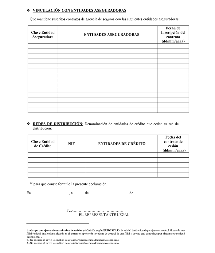 Modelo OBS 0.3 Declaración del representante legal del operador banca-seguros vinculado.