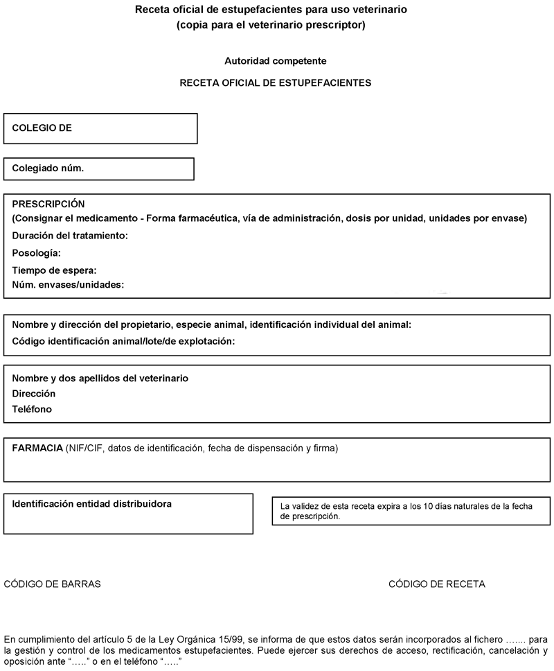 BOE-A-2012-15711 Real Decreto 1675/2012, de 14 de diciembre, por el que se  regulan las recetas oficiales y los requisitos especiales de prescripción y  dispensación de estupefacientes para uso humano y veterinario.