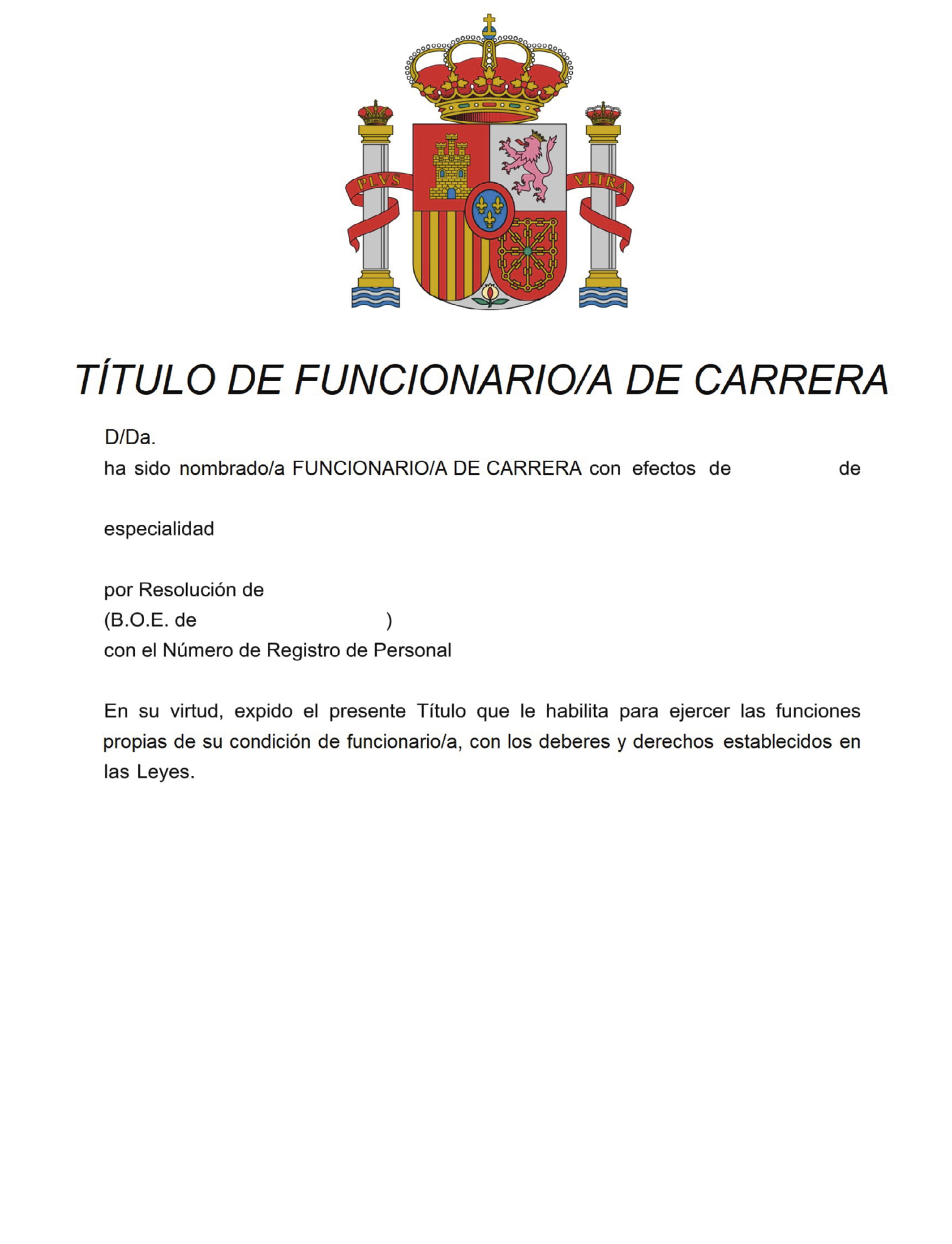 BOE-A-2020-7794 Resolución de 8 de julio de 2020, de la Secretaría de  Estado de Política Territorial y Función Pública, por la que se establecen  nuevos modelos de títulos administrativos y hojas de