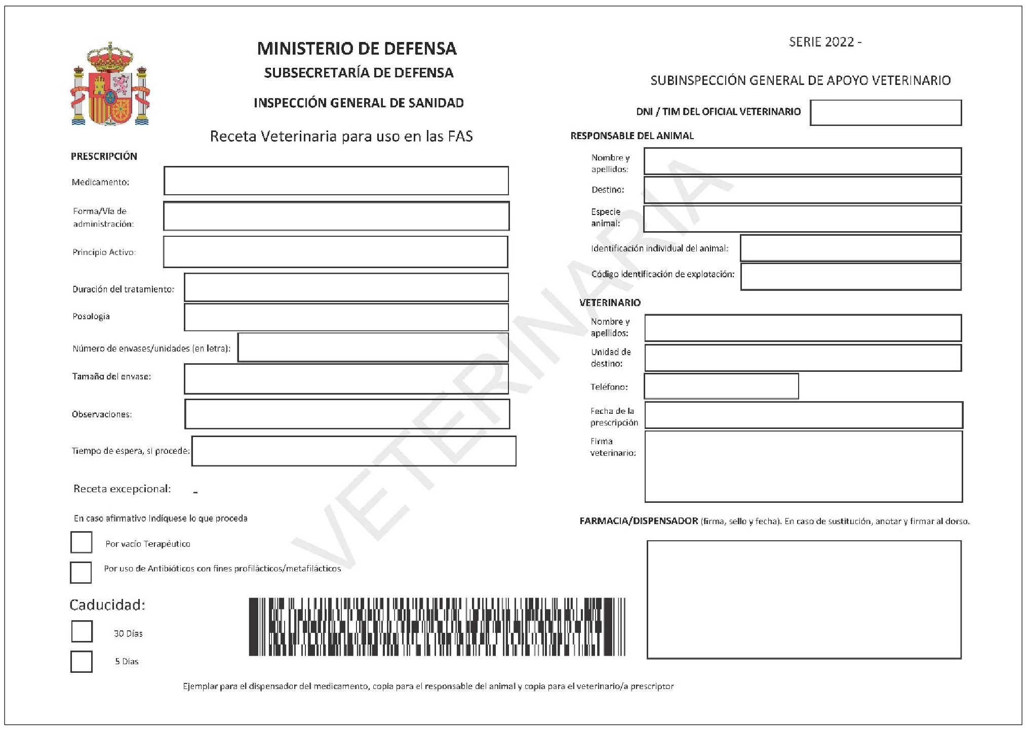 BOE-A-1997-13928 Resolución 117/1997, de 11 de junio, de la Subsecretaría,  por la que se aprueba el modelo oficial de receta veterinaria para uso en  las Fuerzas Armadas.