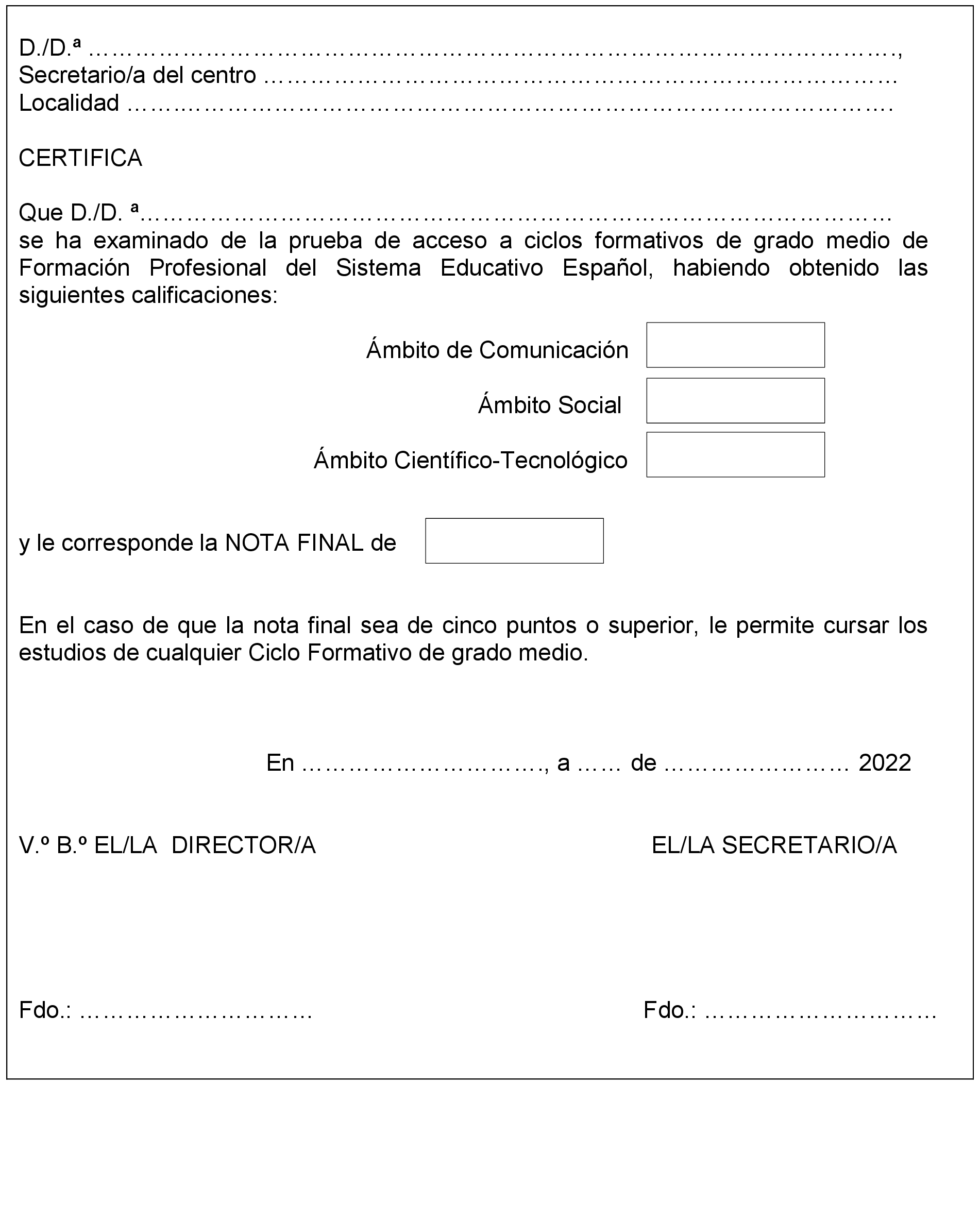 En cantidad entrada represa BOE-A-2022-1824 Resolución de 26 de enero de 2022, de la Secretaría General de Formación Profesional, por la que se convoca la prueba de acceso a los ciclos formativos de grado medio y En cantidad entrada represa BOE-A-2022-1824 Resolución de 26 de enero de 2022, de la Secretaría General de Formación Profesional, por la que se convoca la prueba de acceso a los ciclos formativos de grado medio y