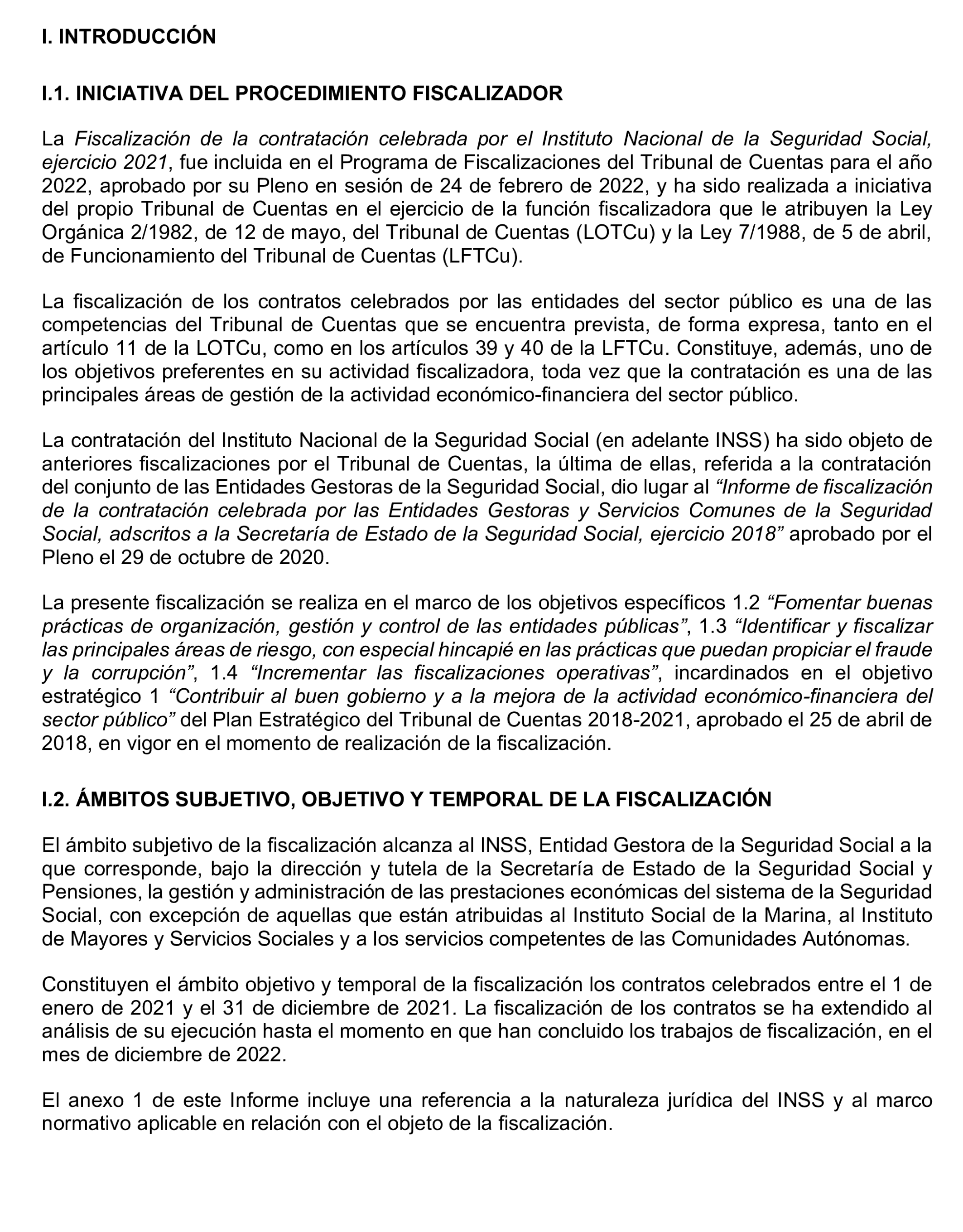 Imagen del artículo Resolución de 17 de septiembre de 2024, aprobada por la Comisión Mixta para las Relaciones con el Tribunal de Cuentas, en relación con el Informe de fiscalización de la contratación celebrada por el Instituto Nacional de la Seguridad Social, ejercicio 2021.