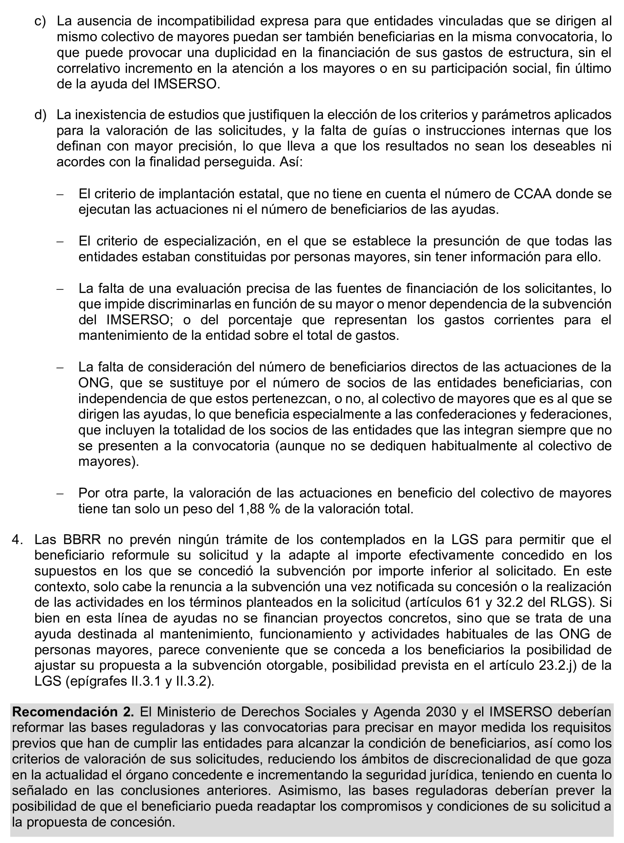 Imagen del artículo Resolución de 17 de septiembre de 2024, aprobada por la Comisión Mixta para las Relaciones con el Tribunal de Cuentas, en relación con el Informe de fiscalización de las subvenciones de régimen general concedidas por el Instituto de Mayores y Servicios Sociales en el área de atención a mayores, ejercicio 2020.