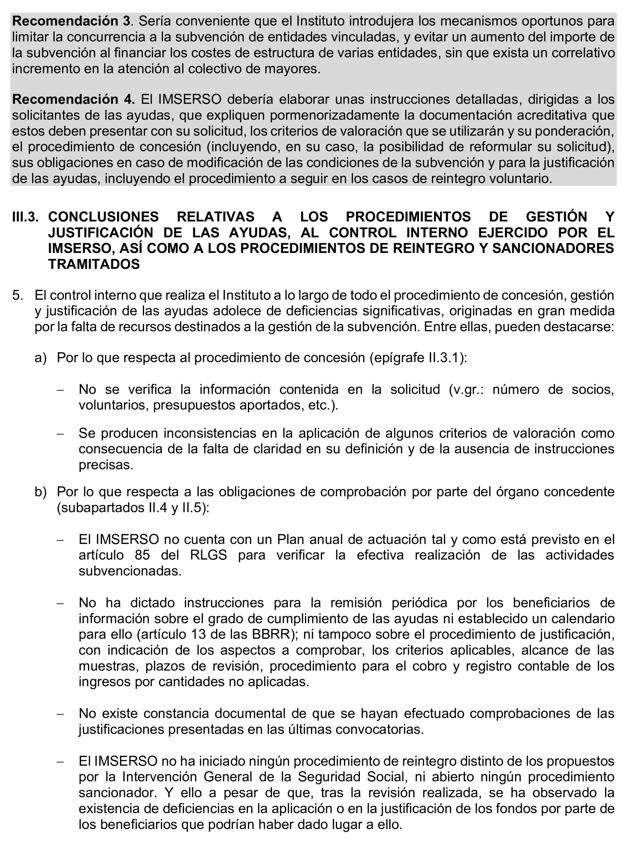 Imagen del artículo Resolución de 17 de septiembre de 2024, aprobada por la Comisión Mixta para las Relaciones con el Tribunal de Cuentas, en relación con el Informe de fiscalización de las subvenciones de régimen general concedidas por el Instituto de Mayores y Servicios Sociales en el área de atención a mayores, ejercicio 2020.