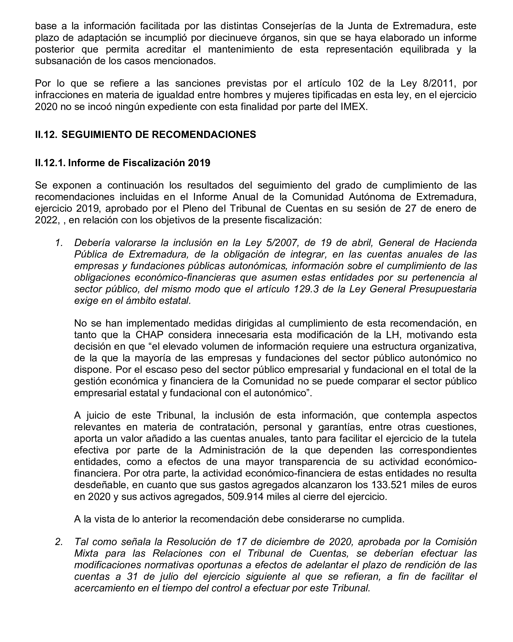 Imagen del artículo Resolución de 24 de septiembre de 2024, aprobada por la Comisión Mixta para las Relaciones con el Tribunal de Cuentas, en relación con el Informe de fiscalización de la Cuenta General de la Comunidad Autónoma de Extremadura, ejercicio 2020.