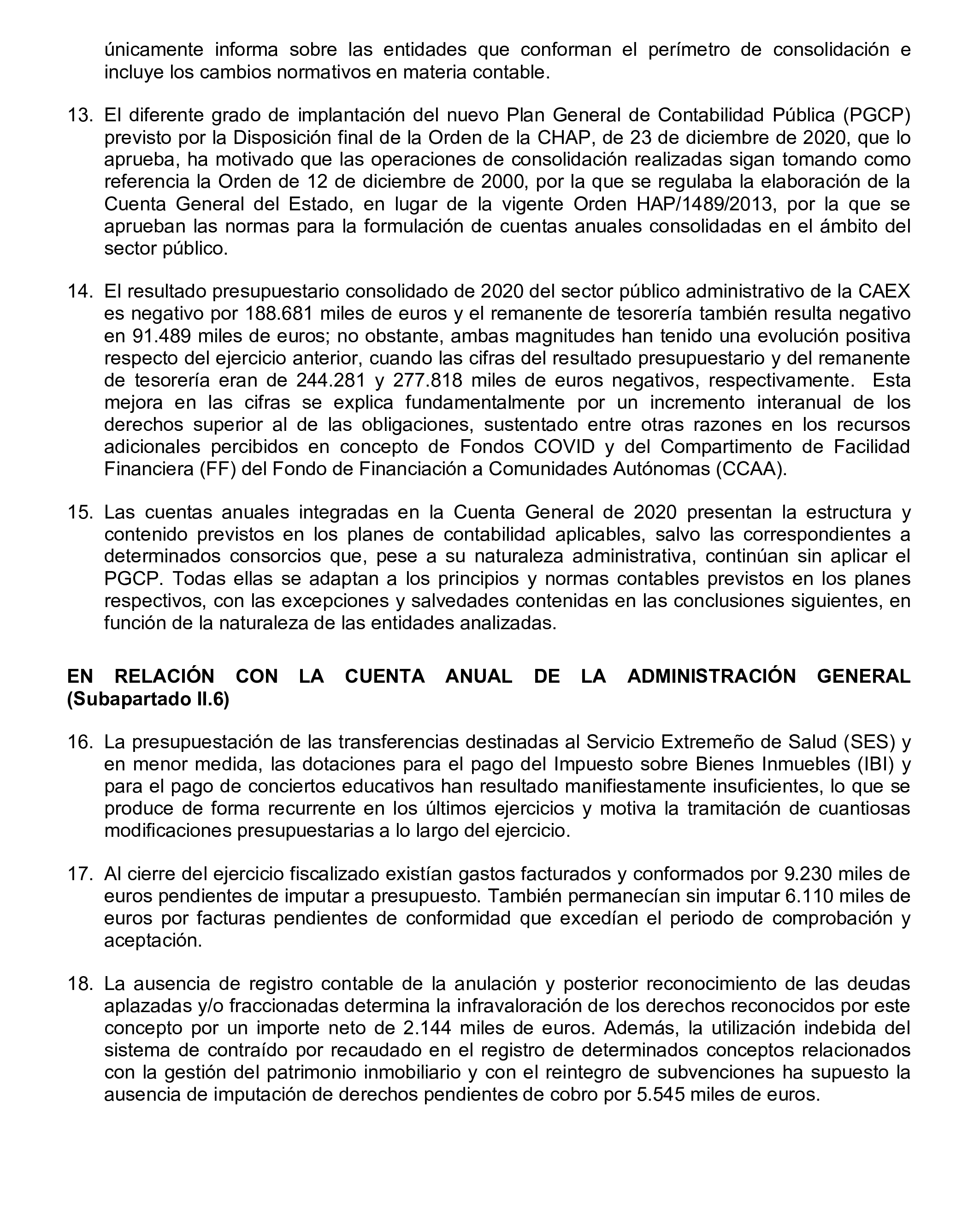 Imagen del artículo Resolución de 24 de septiembre de 2024, aprobada por la Comisión Mixta para las Relaciones con el Tribunal de Cuentas, en relación con el Informe de fiscalización de la Cuenta General de la Comunidad Autónoma de Extremadura, ejercicio 2020.