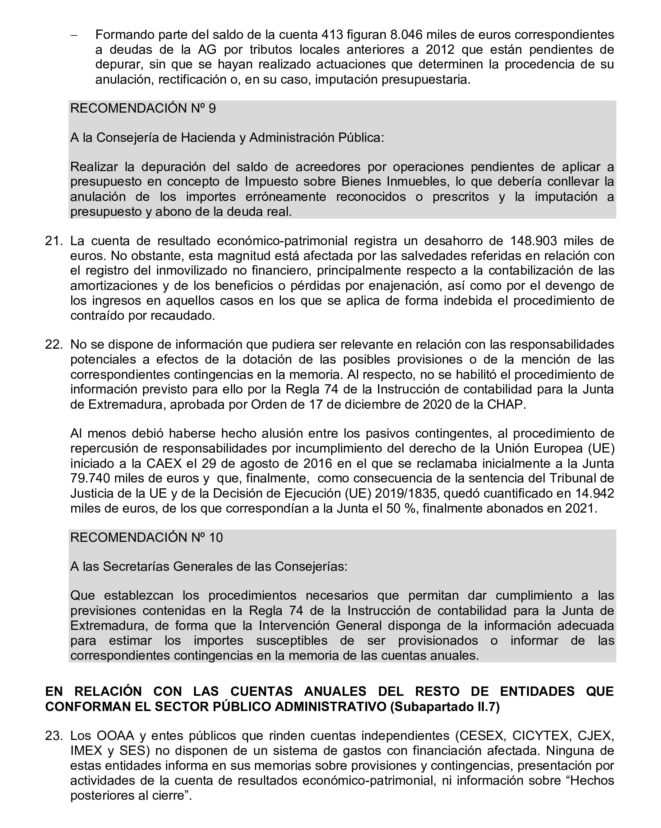 Imagen del artículo Resolución de 24 de septiembre de 2024, aprobada por la Comisión Mixta para las Relaciones con el Tribunal de Cuentas, en relación con el Informe de fiscalización de la Cuenta General de la Comunidad Autónoma de Extremadura, ejercicio 2020.