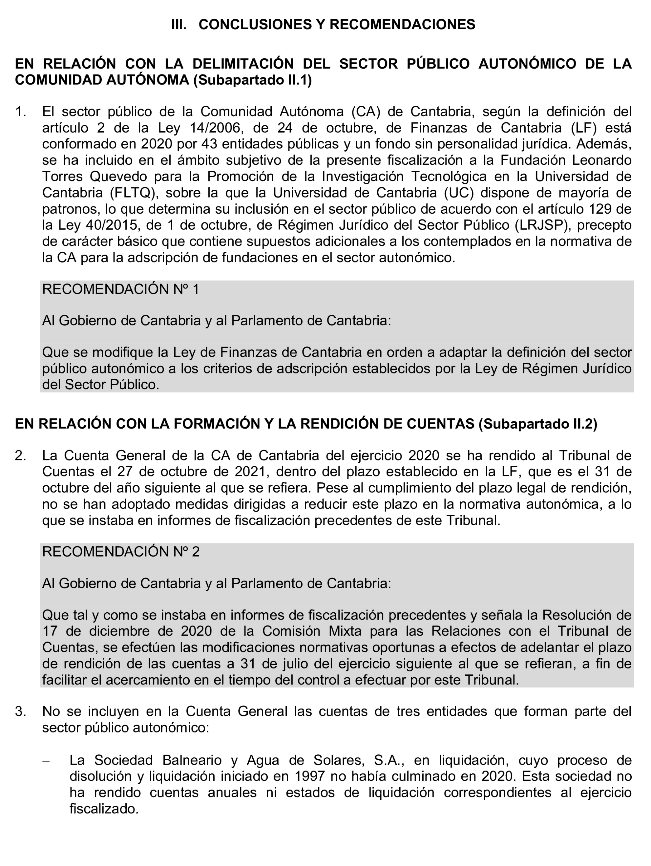 Imagen del artículo Resolución de 24 de septiembre de 2024, aprobada por la Comisión Mixta para las Relaciones con el Tribunal de Cuentas, en relación con el Informe de fiscalización de la Cuenta General de la Comunidad Autónoma de Cantabria, ejercicio 2020.