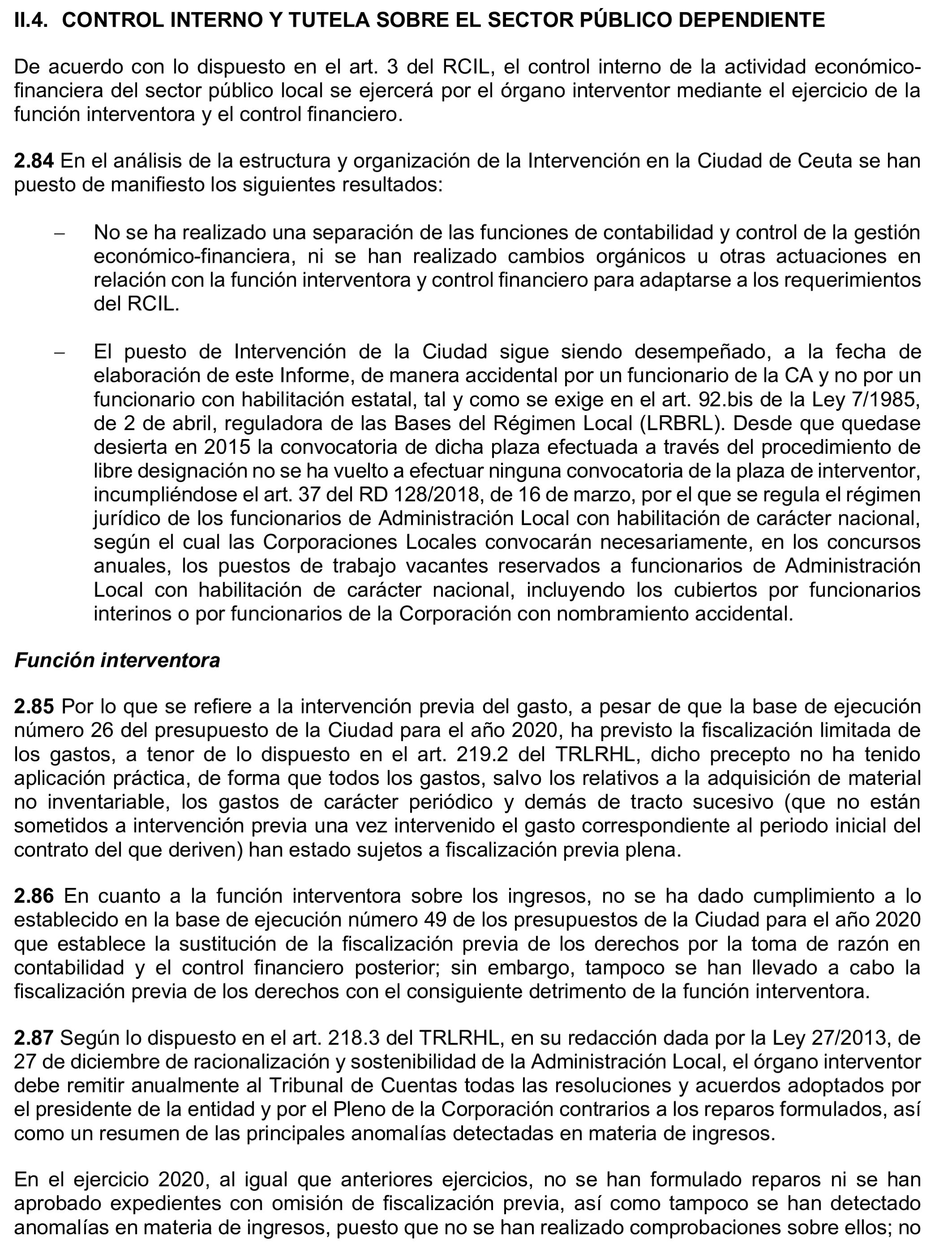 Imagen del artículo Resolución de 24 de septiembre de 2024, aprobada por la Comisión Mixta para las Relaciones con el Tribunal de Cuentas, en relación con el Informe de fiscalización de la Cuenta General de la Ciudad Autónoma de Ceuta, ejercicio 2020.