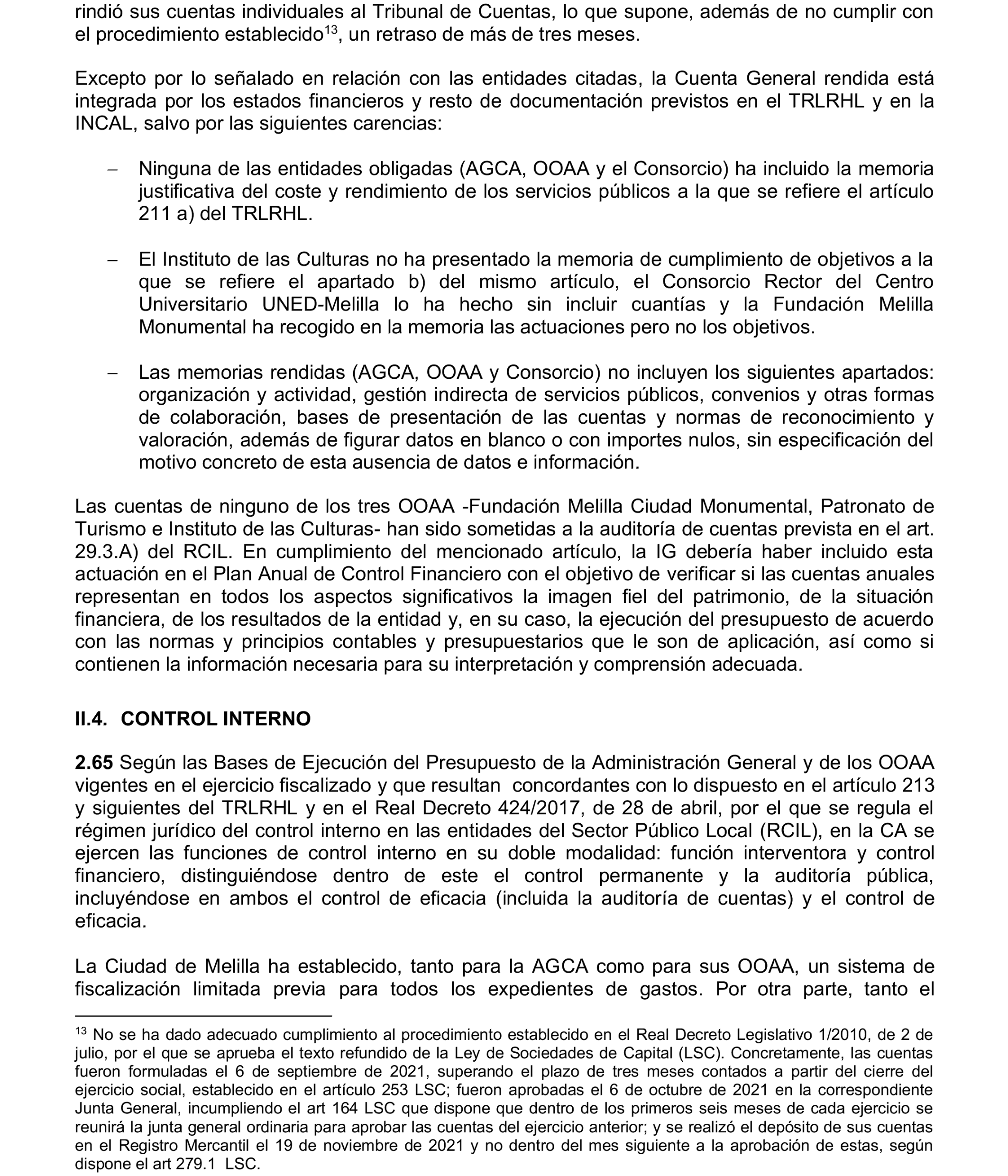 Imagen del artículo Resolución de 24 de septiembre de 2024, aprobada por la Comisión Mixta para las Relaciones con el Tribunal de Cuentas, en relación con el Informe de fiscalización de la Cuenta General de la Ciudad Autónoma de Melilla, ejercicio 2020.