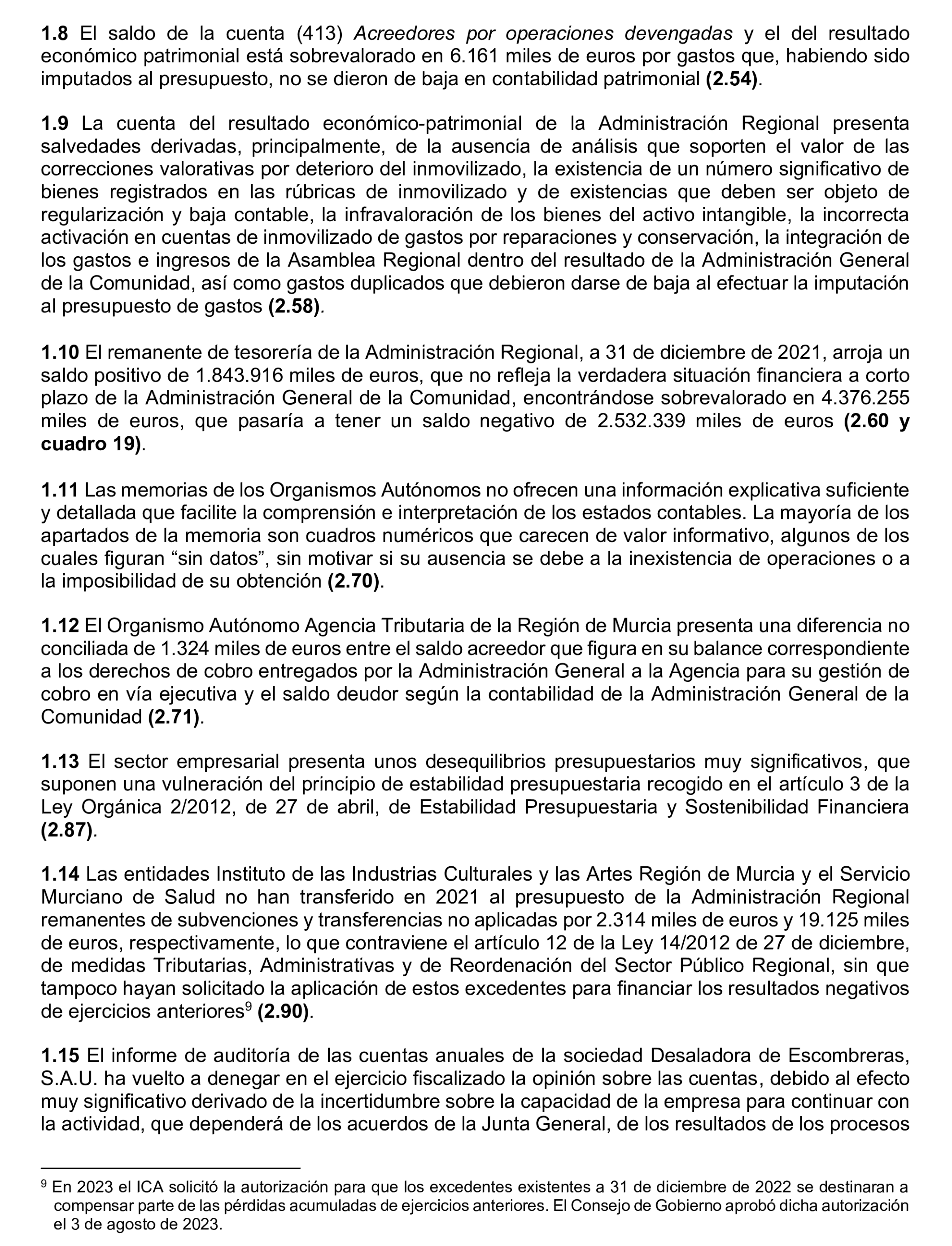 Imagen del artículo Resolución de 24 de septiembre de 2024, aprobada por la Comisión Mixta para las Relaciones con el Tribunal de Cuentas, en relación con el Informe de fiscalización de la Cuenta General y del resto de cuentas anuales del sector público de la Comunidad Autónoma de la Región de Murcia, ejercicio 2021.