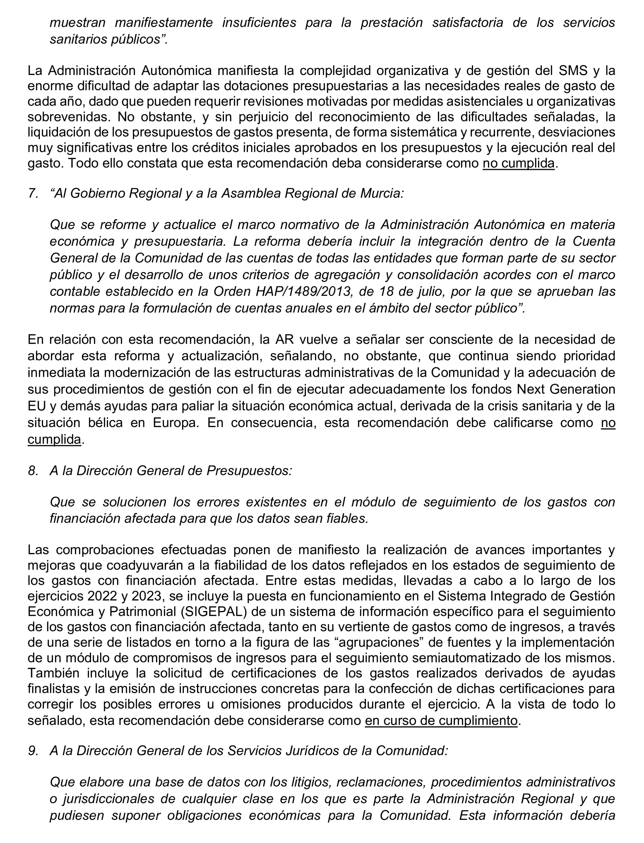 Imagen del artículo Resolución de 24 de septiembre de 2024, aprobada por la Comisión Mixta para las Relaciones con el Tribunal de Cuentas, en relación con el Informe de fiscalización de la Cuenta General y del resto de cuentas anuales del sector público de la Comunidad Autónoma de la Región de Murcia, ejercicio 2021.