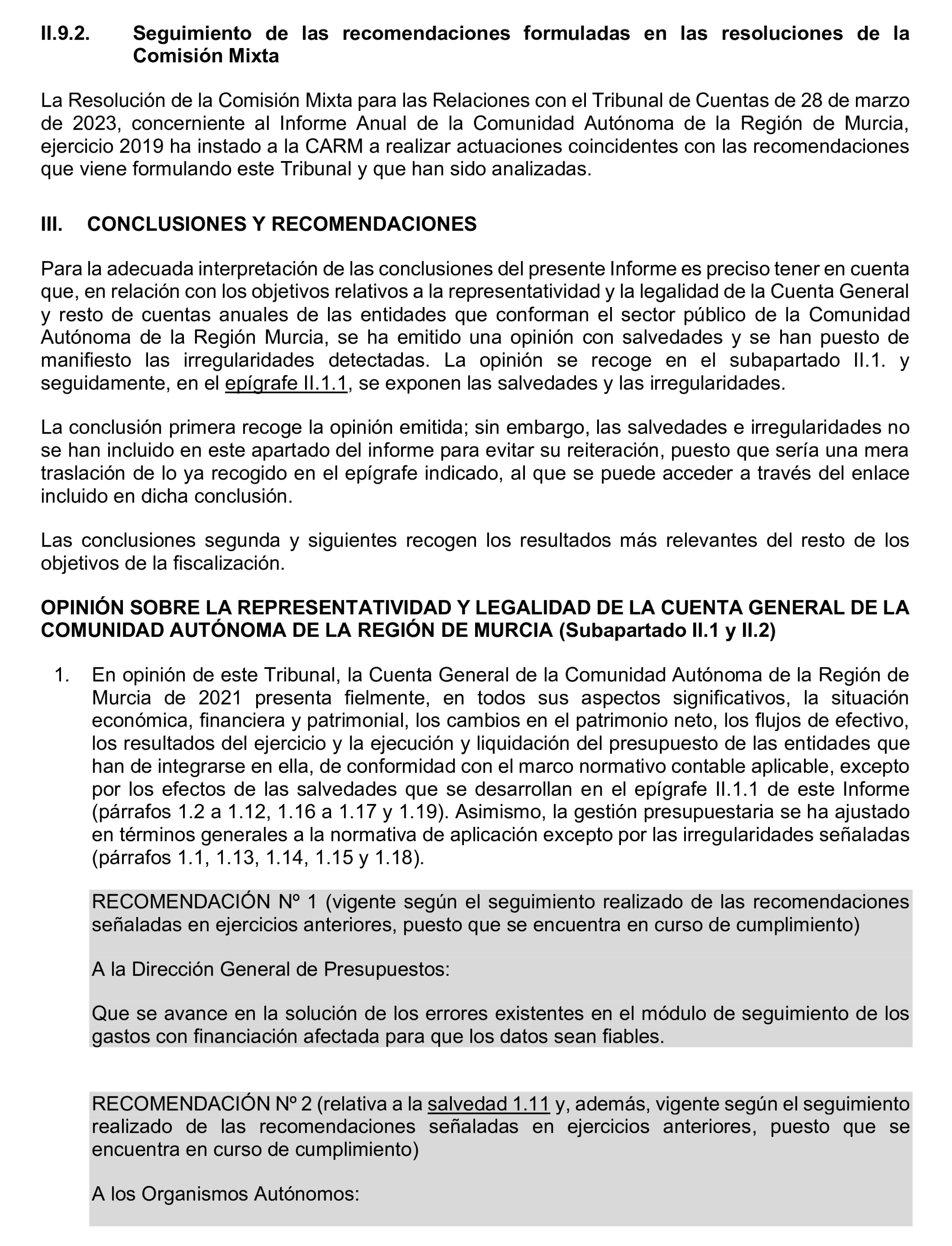 Imagen del artículo Resolución de 24 de septiembre de 2024, aprobada por la Comisión Mixta para las Relaciones con el Tribunal de Cuentas, en relación con el Informe de fiscalización de la Cuenta General y del resto de cuentas anuales del sector público de la Comunidad Autónoma de la Región de Murcia, ejercicio 2021.
