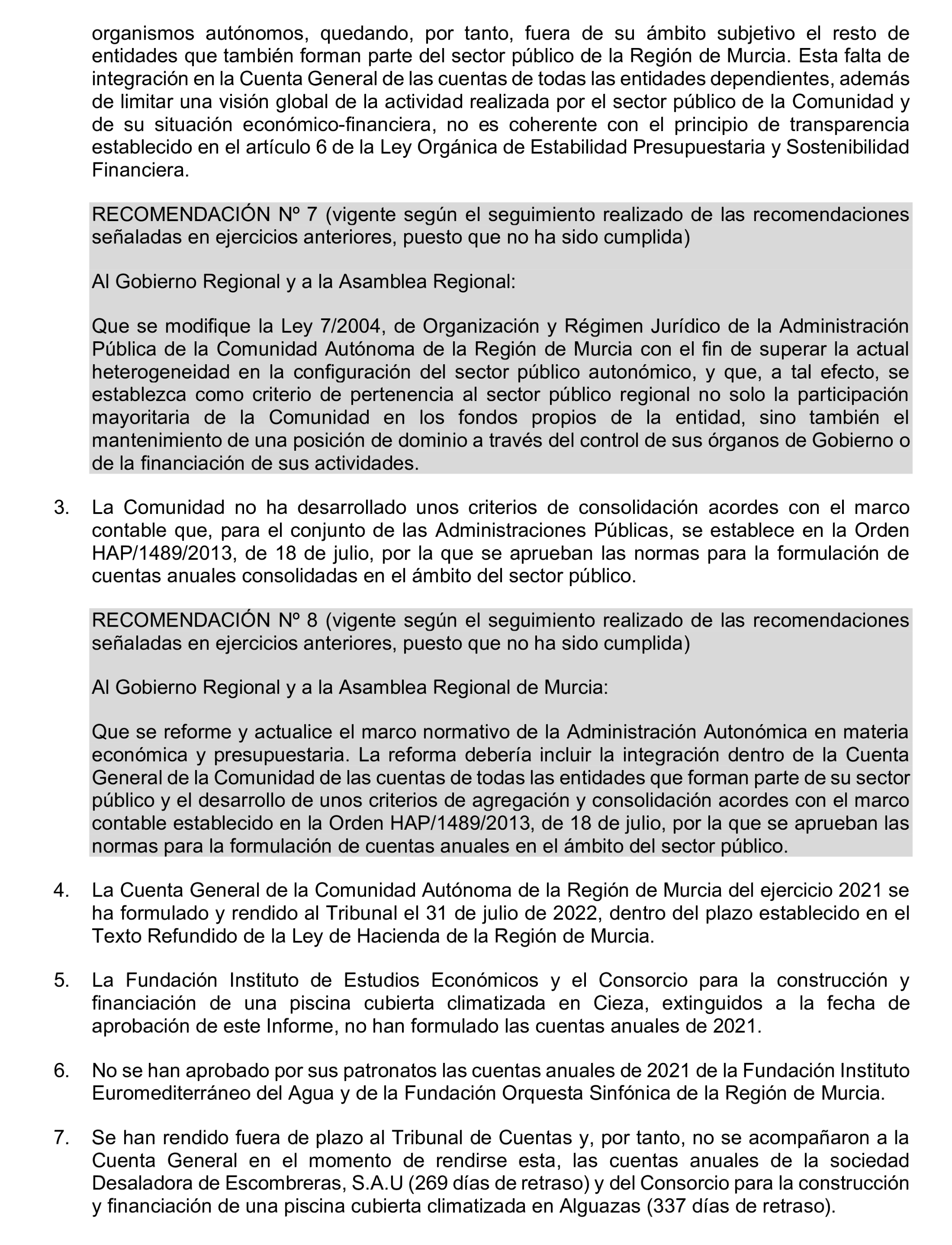 Imagen del artículo Resolución de 24 de septiembre de 2024, aprobada por la Comisión Mixta para las Relaciones con el Tribunal de Cuentas, en relación con el Informe de fiscalización de la Cuenta General y del resto de cuentas anuales del sector público de la Comunidad Autónoma de la Región de Murcia, ejercicio 2021.