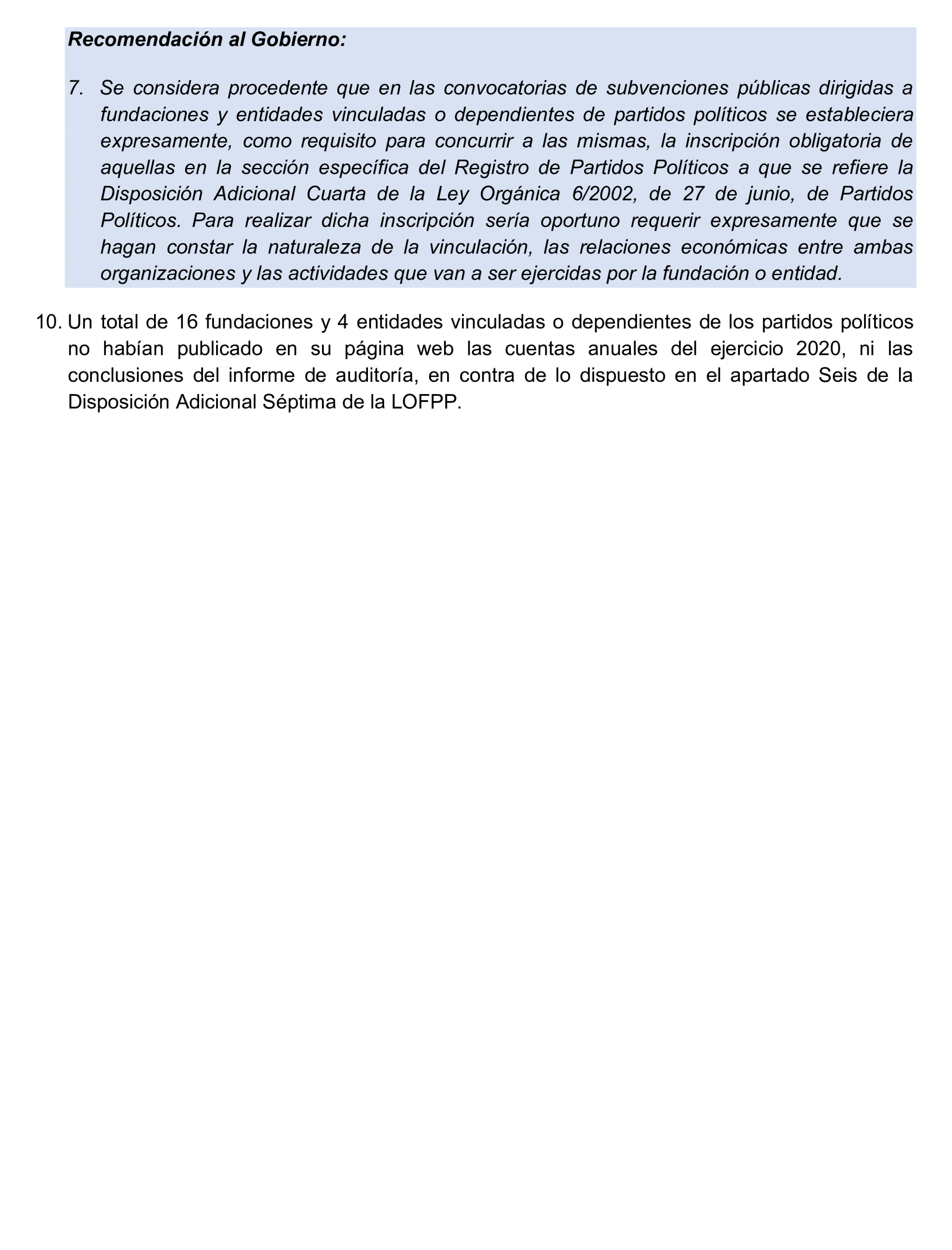 Imagen del artículo Resolución de 24 de septiembre de 2024, aprobada por la Comisión Mixta para las Relaciones con el Tribunal de Cuentas, en relación con el Informe de fiscalización de las aportaciones percibidas por las fundaciones y demás entidades vinculadas o dependientes de los partidos políticos y de los gastos de programas y actividades de estas financiados con cargo a subvenciones públicas, ejercicio 2020.