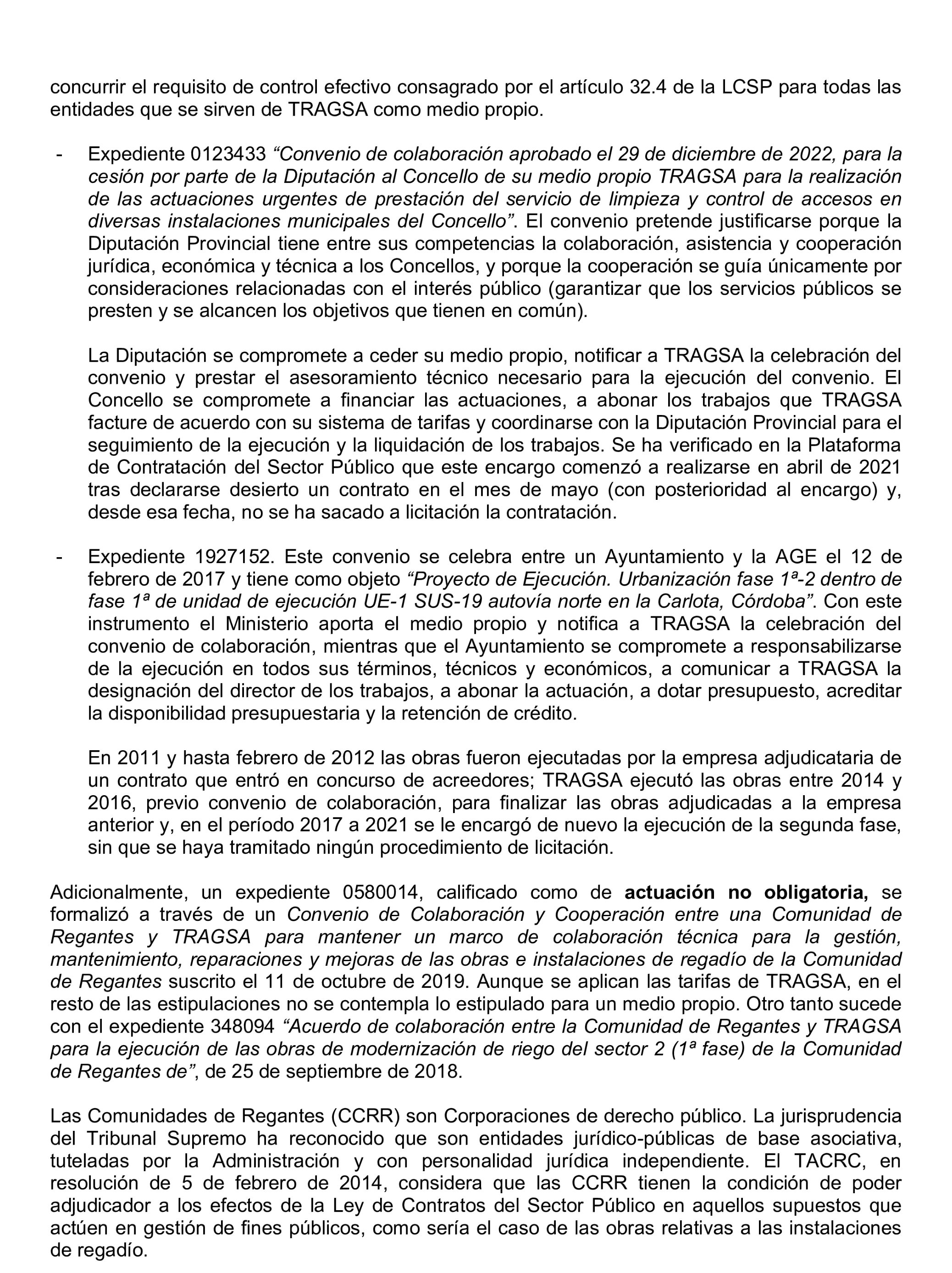 Imagen del artículo Resolución de 22 de octubre de 2024, aprobada por la Comisión Mixta para las Relaciones con el Tribunal de Cuentas, en relación con el Informe de fiscalización de la actividad de la Empresa de Transformación Agraria, SA, S.M.E., M.P. (TRAGSA) como medio propio, ejercicios 2021 y 2022.
