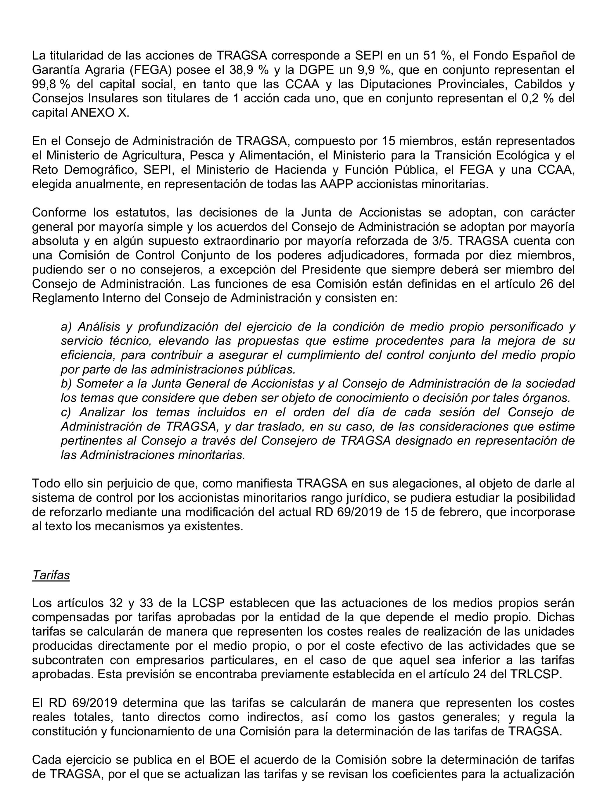 Imagen del artículo Resolución de 22 de octubre de 2024, aprobada por la Comisión Mixta para las Relaciones con el Tribunal de Cuentas, en relación con el Informe de fiscalización de la actividad de la Empresa de Transformación Agraria, SA, S.M.E., M.P. (TRAGSA) como medio propio, ejercicios 2021 y 2022.