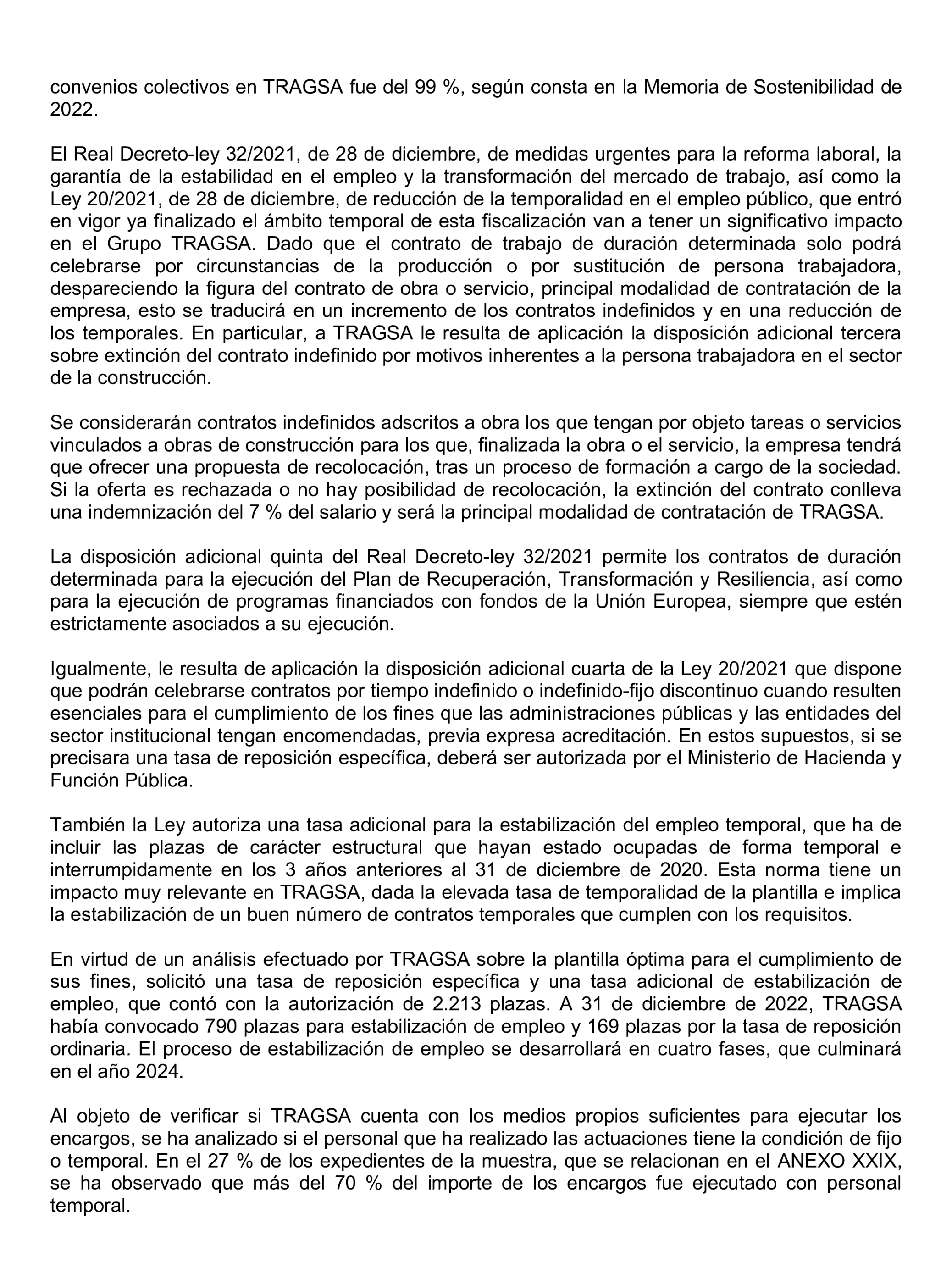 Imagen del artículo Resolución de 22 de octubre de 2024, aprobada por la Comisión Mixta para las Relaciones con el Tribunal de Cuentas, en relación con el Informe de fiscalización de la actividad de la Empresa de Transformación Agraria, SA, S.M.E., M.P. (TRAGSA) como medio propio, ejercicios 2021 y 2022.