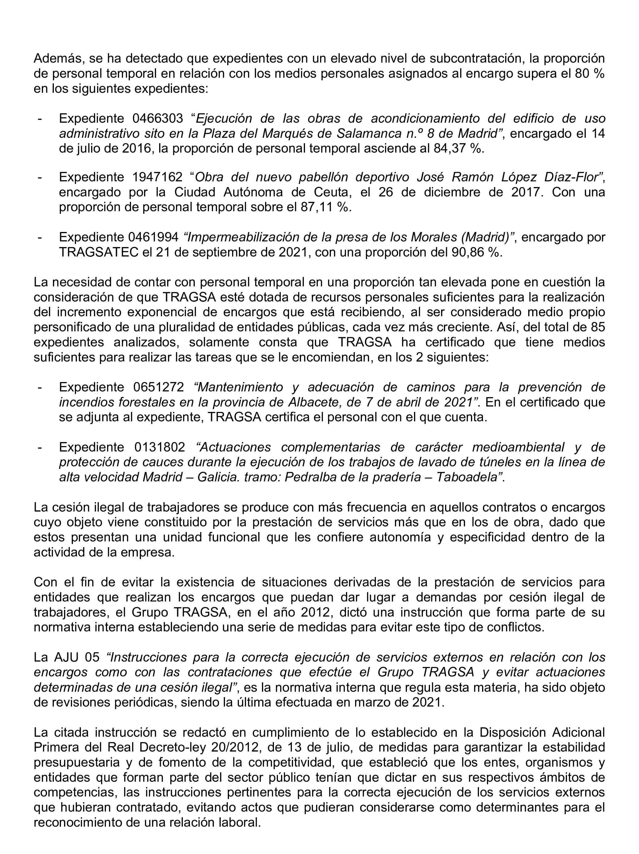 Imagen del artículo Resolución de 22 de octubre de 2024, aprobada por la Comisión Mixta para las Relaciones con el Tribunal de Cuentas, en relación con el Informe de fiscalización de la actividad de la Empresa de Transformación Agraria, SA, S.M.E., M.P. (TRAGSA) como medio propio, ejercicios 2021 y 2022.