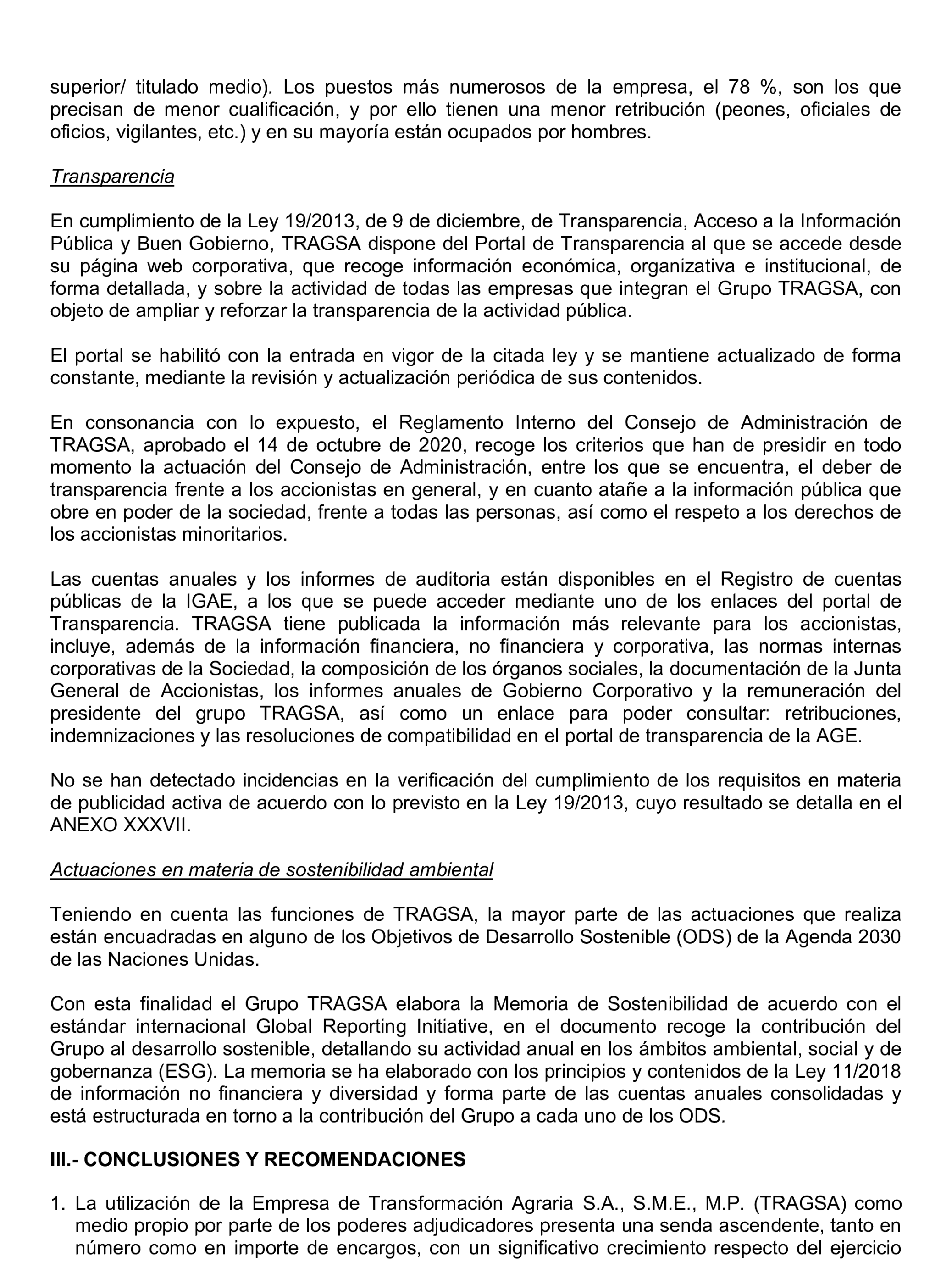 Imagen del artículo Resolución de 22 de octubre de 2024, aprobada por la Comisión Mixta para las Relaciones con el Tribunal de Cuentas, en relación con el Informe de fiscalización de la actividad de la Empresa de Transformación Agraria, SA, S.M.E., M.P. (TRAGSA) como medio propio, ejercicios 2021 y 2022.