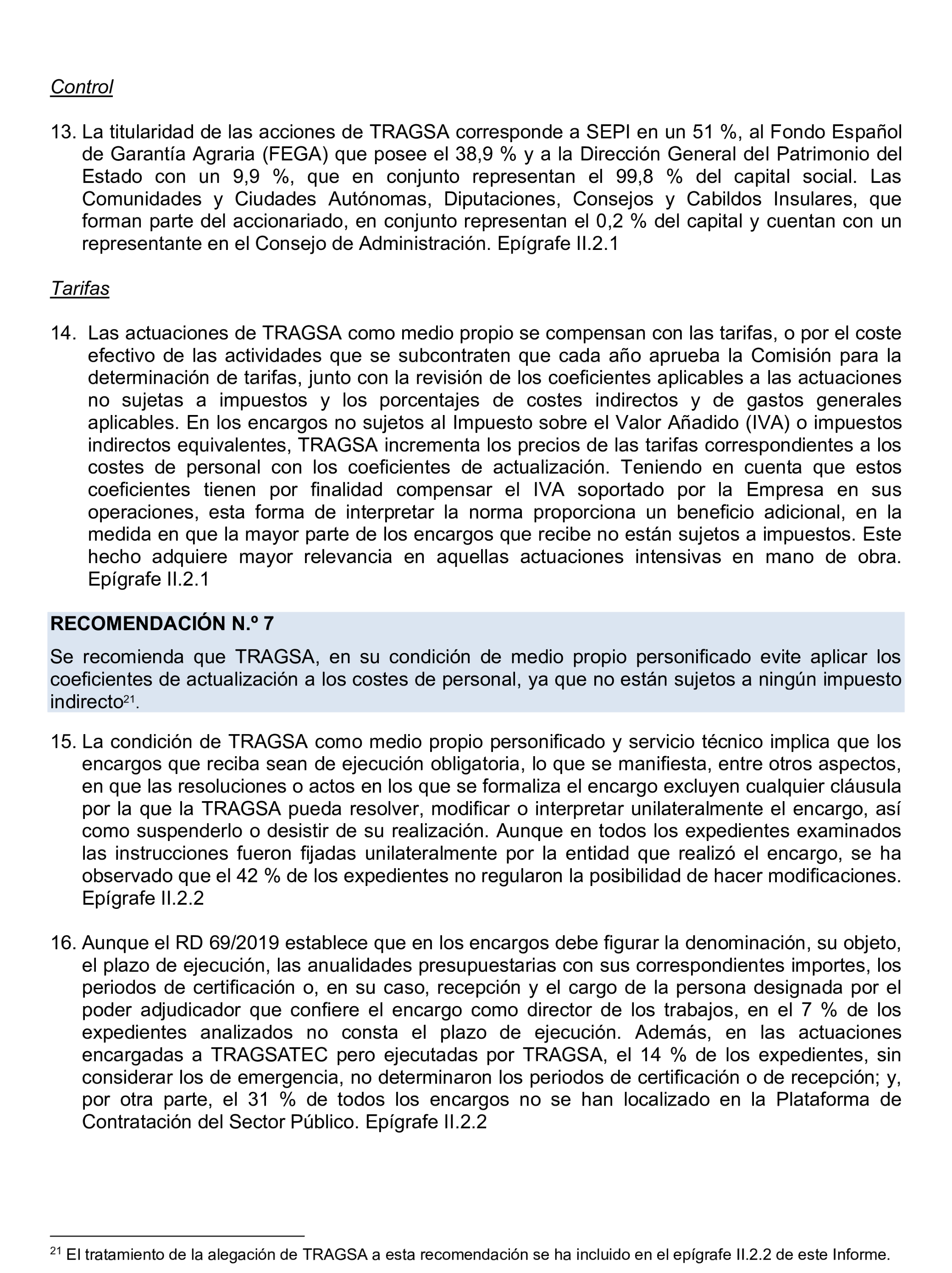 Imagen del artículo Resolución de 22 de octubre de 2024, aprobada por la Comisión Mixta para las Relaciones con el Tribunal de Cuentas, en relación con el Informe de fiscalización de la actividad de la Empresa de Transformación Agraria, SA, S.M.E., M.P. (TRAGSA) como medio propio, ejercicios 2021 y 2022.