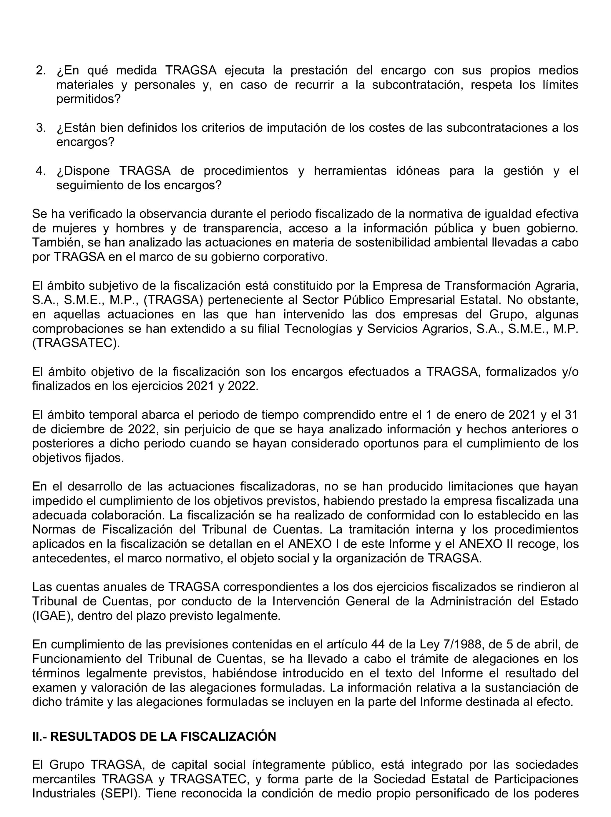 Imagen del artículo Resolución de 22 de octubre de 2024, aprobada por la Comisión Mixta para las Relaciones con el Tribunal de Cuentas, en relación con el Informe de fiscalización de la actividad de la Empresa de Transformación Agraria, SA, S.M.E., M.P. (TRAGSA) como medio propio, ejercicios 2021 y 2022.