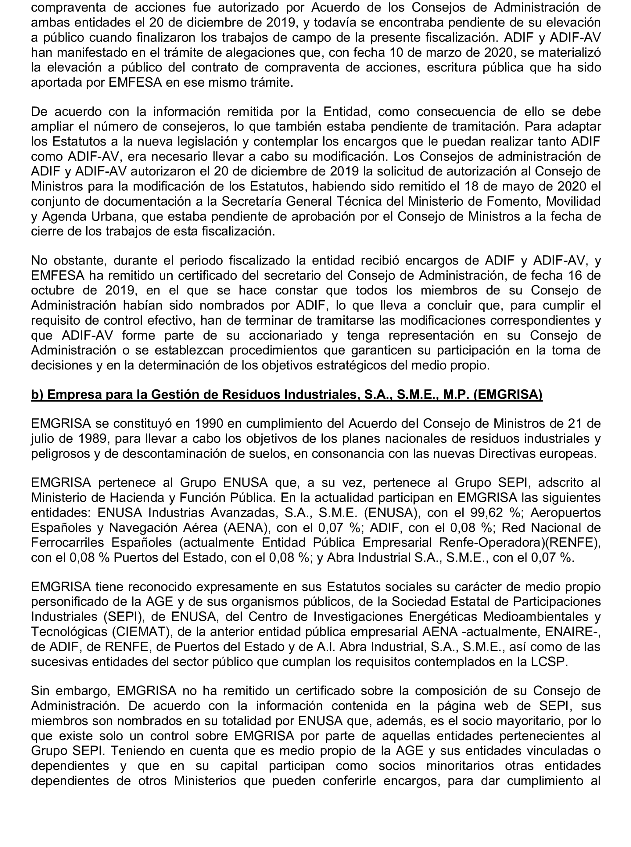Imagen del artículo Resolución de 22 de octubre de 2024, aprobada por la Comisión Mixta para las Relaciones con el Tribunal de Cuentas, en relación con el Informe de fiscalización de la adaptación de los medios propios existentes en el ámbito empresarial estatal no financiero a las exigencias de la Ley 40/2015, de Régimen Jurídico del Sector Público y de la Ley 9/2017, de Contratos del Sector Público.