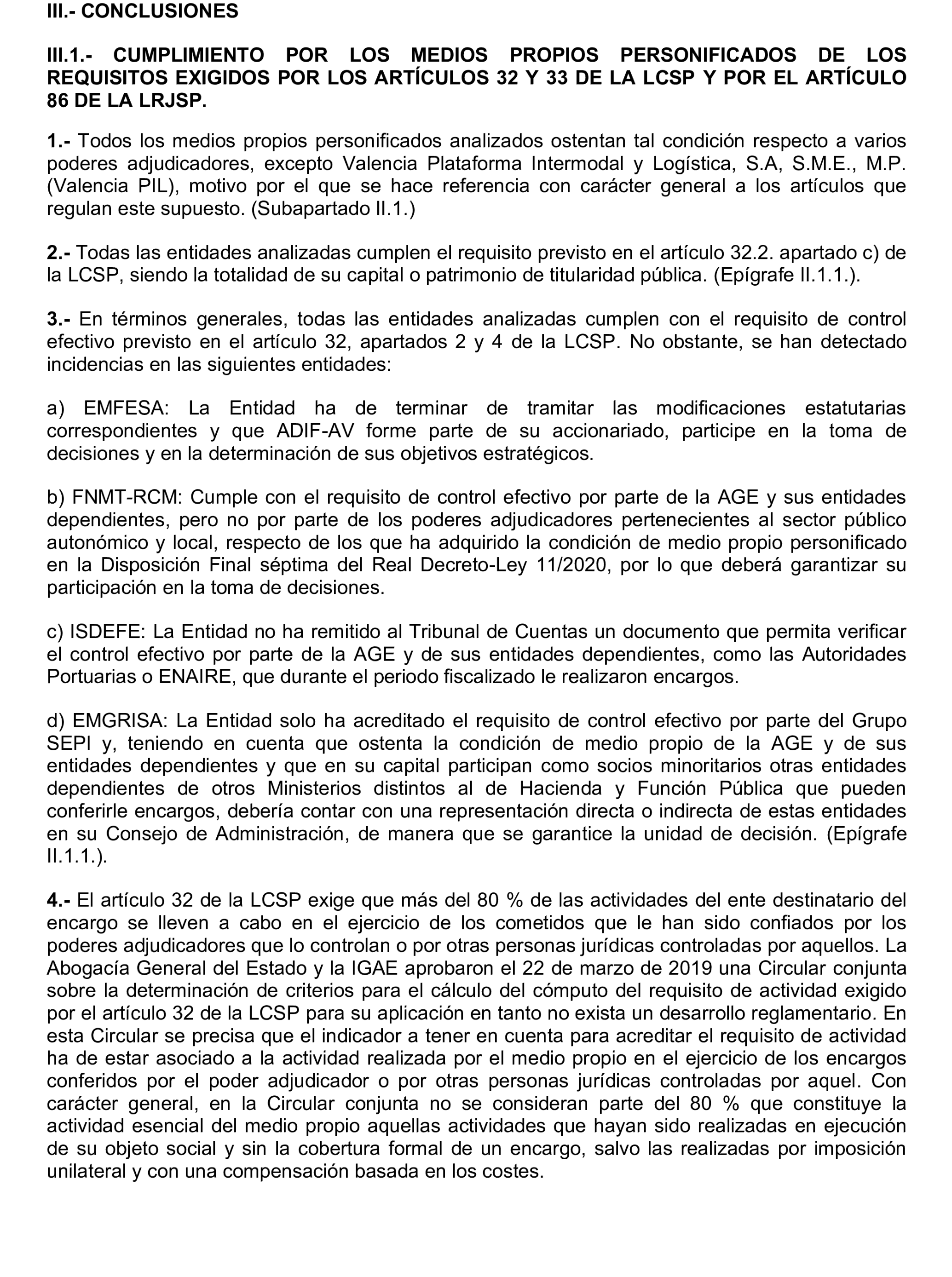 Imagen del artículo Resolución de 22 de octubre de 2024, aprobada por la Comisión Mixta para las Relaciones con el Tribunal de Cuentas, en relación con el Informe de fiscalización de la adaptación de los medios propios existentes en el ámbito empresarial estatal no financiero a las exigencias de la Ley 40/2015, de Régimen Jurídico del Sector Público y de la Ley 9/2017, de Contratos del Sector Público.