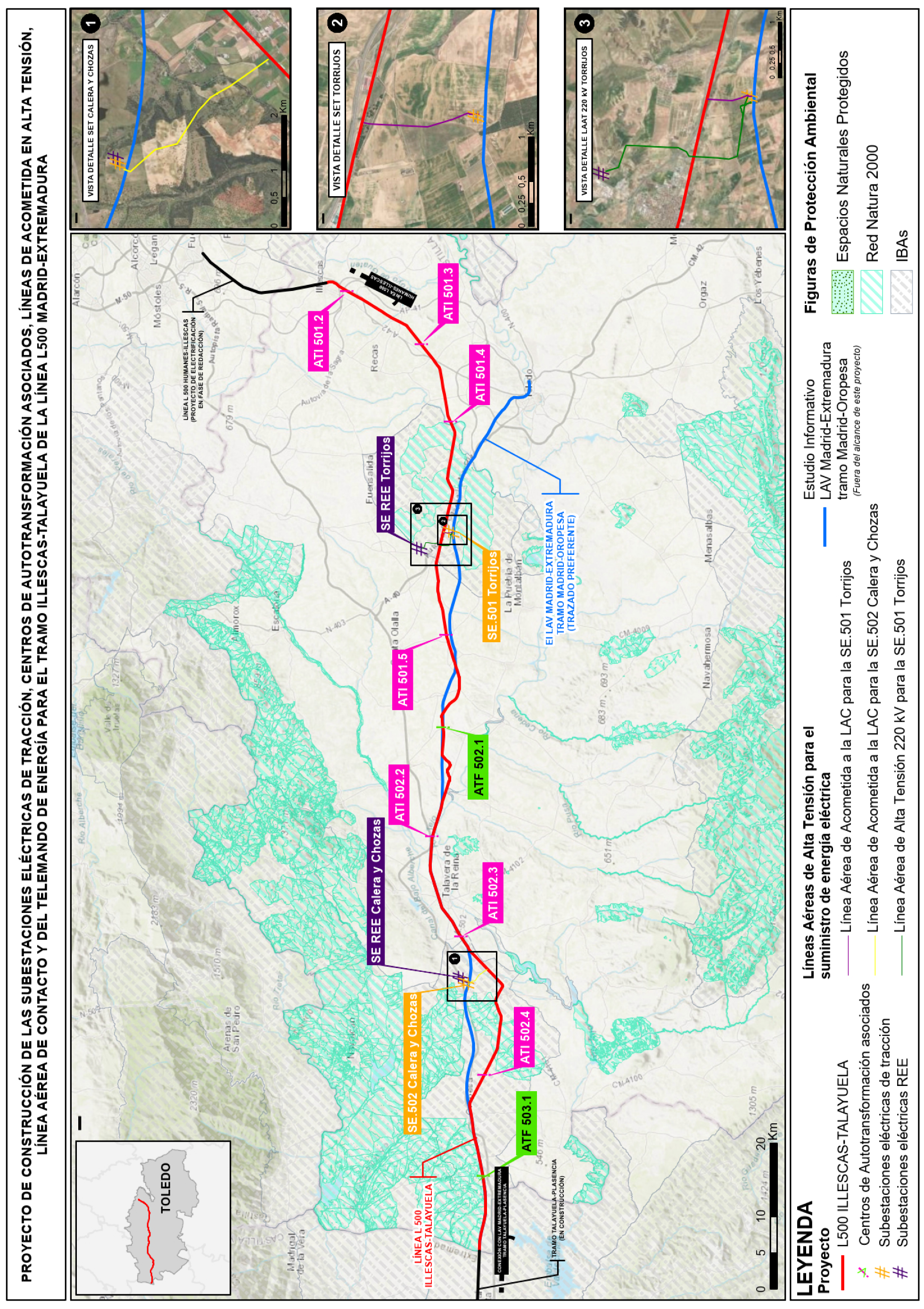 Imagen del artículo Resolución de 9 de mayo de 2025, de la Dirección General de Calidad y Evaluación Ambiental, por la que se formula informe de impacto ambiental del «Proyecto de construcción de las subestaciones eléctricas de tracción, centros de autotransformación asociados, líneas de acometida en alta tensión, línea aérea de contacto y del telemando de energía para el tramo Illescas-Talayuela de la línea L500 Madrid-Extremadura».