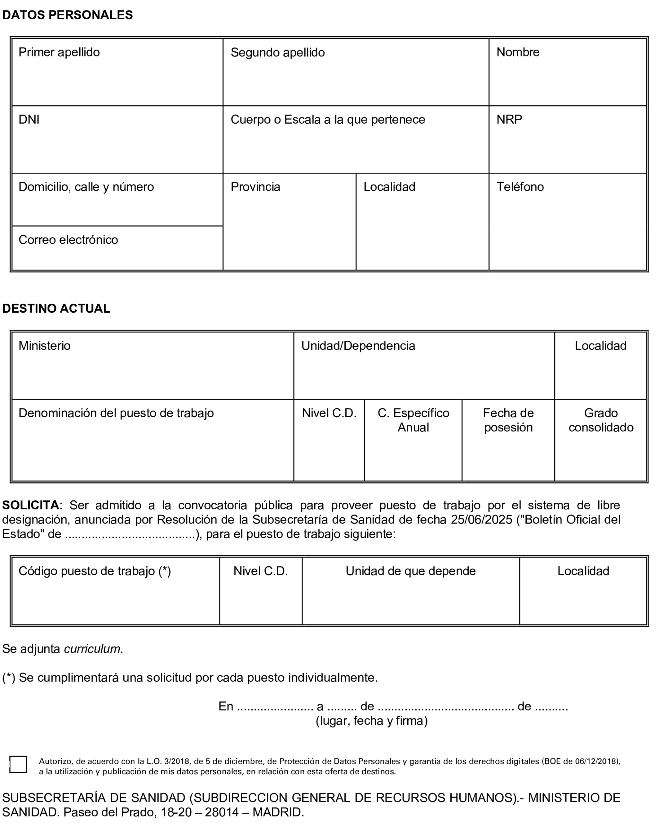 Imagen del artículo Resolución de 25 de junio de 2025, de la Subsecretaría, por la que se convoca la provisión de puesto de trabajo por el sistema de libre designación.