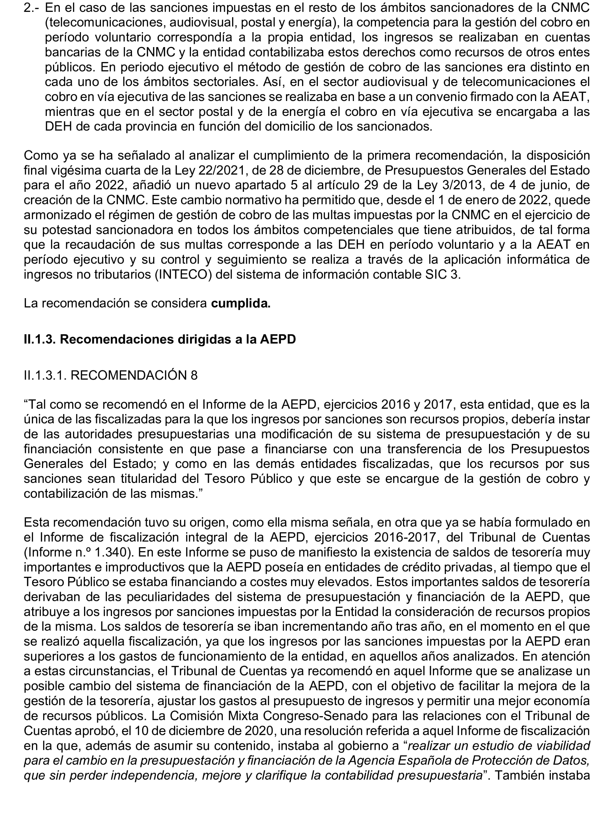 Imagen del artículo Resolución de 20 de marzo de 2025, aprobada por la Comisión Mixta para las Relaciones con el Tribunal de Cuentas, en relación con el Informe de fiscalización de seguimiento de las recomendaciones incluidas en el informe de la fiscalización horizontal de la imposición y el cobro de sanciones en entidades con funciones de regulación y supervisión de mercados, ejercicios 2017 y 2018.