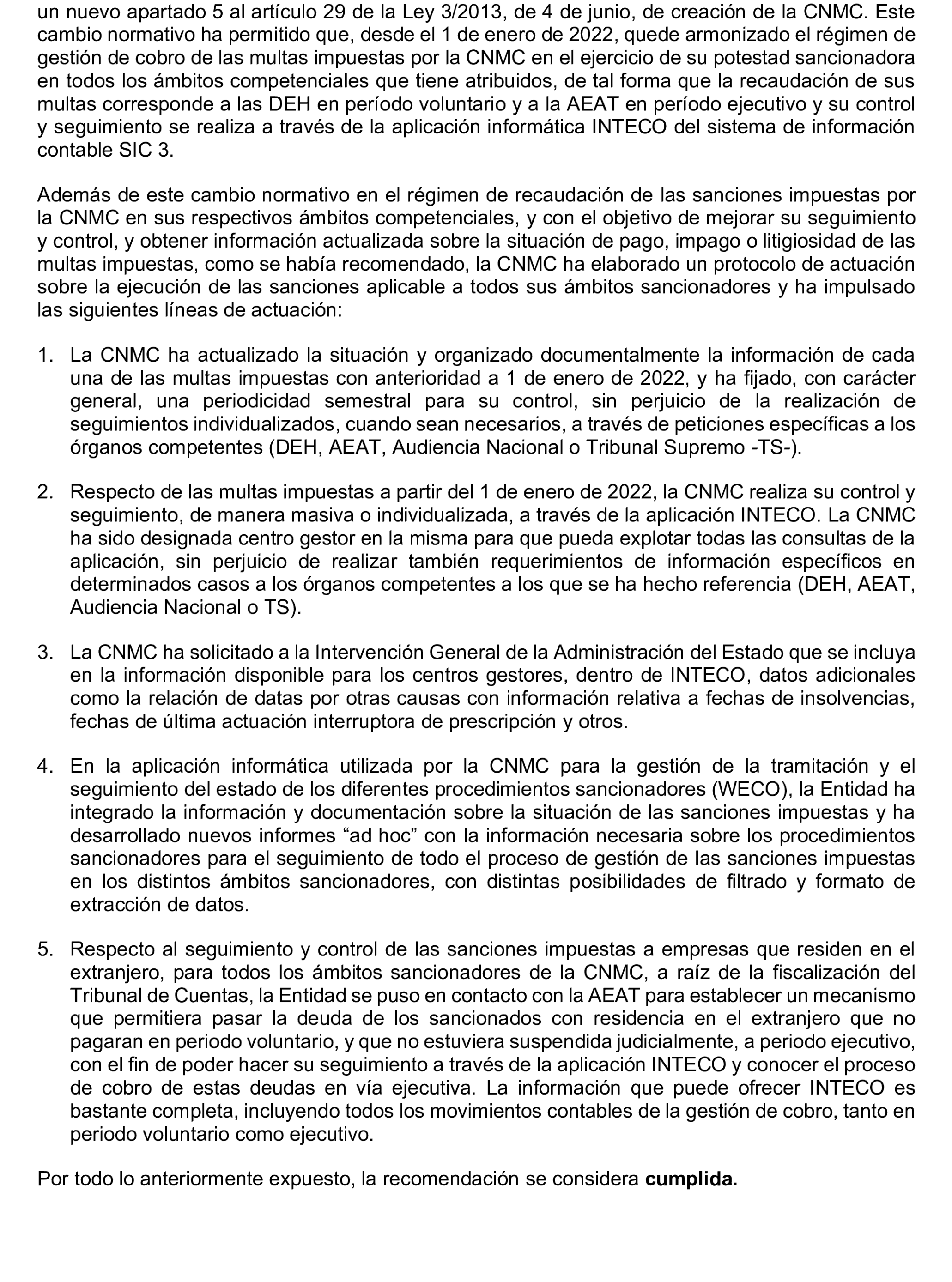 Imagen del artículo Resolución de 20 de marzo de 2025, aprobada por la Comisión Mixta para las Relaciones con el Tribunal de Cuentas, en relación con el Informe de fiscalización de seguimiento de las recomendaciones incluidas en el informe de la fiscalización horizontal de la imposición y el cobro de sanciones en entidades con funciones de regulación y supervisión de mercados, ejercicios 2017 y 2018.