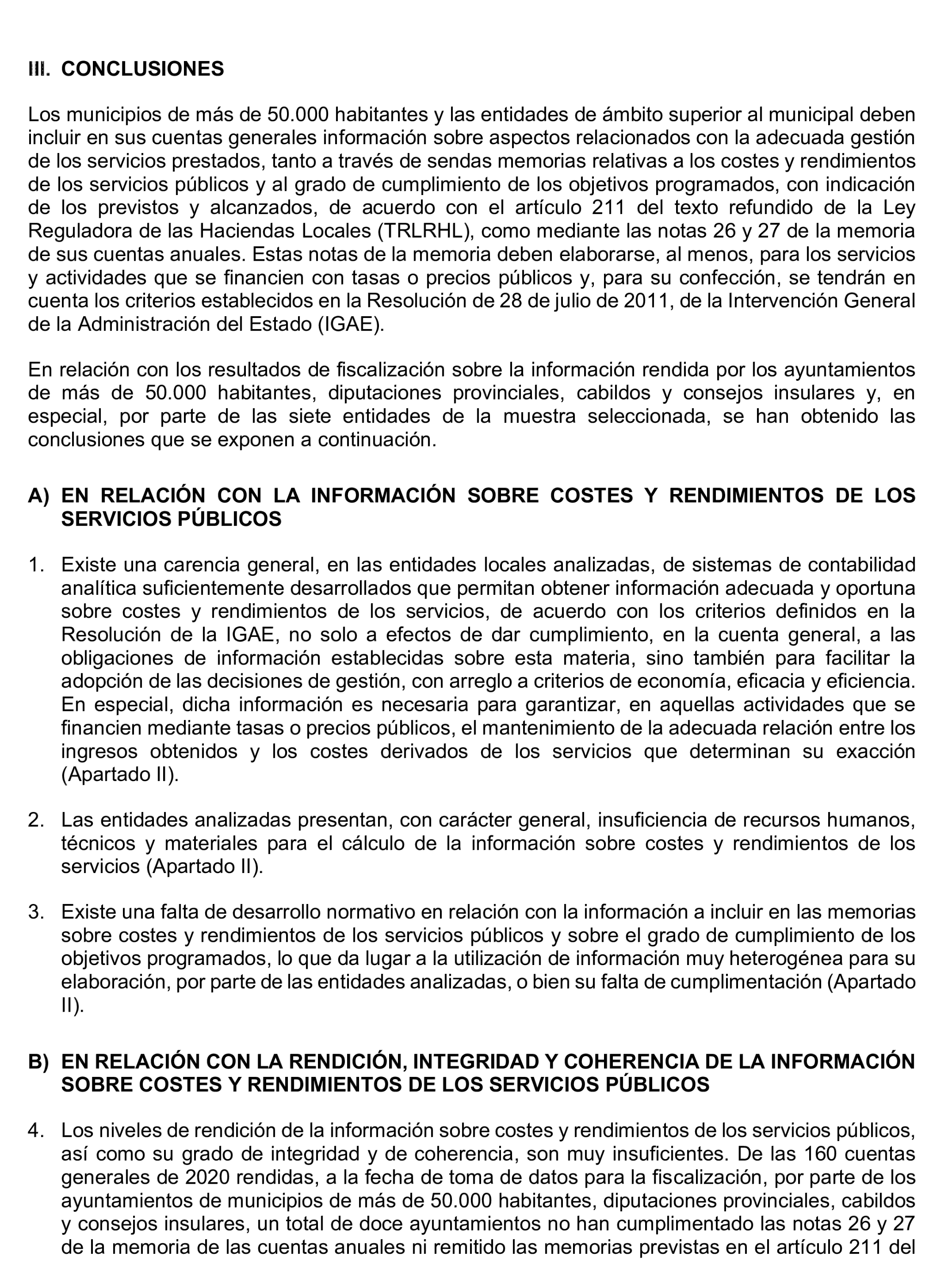 Imagen del artículo Resolución de 8 de mayo de 2025, aprobada por la Comisión Mixta para las Relaciones con el Tribunal de Cuentas, en relación con el Informe de fiscalización sobre la información relativa a los costes y rendimientos de los servicios incluida en las cuentas generales de los ayuntamientos de municipios de más de 50.000 habitantes, diputaciones provinciales, cabildos y consejos insulares, correspondientes al ejercicio 2020.