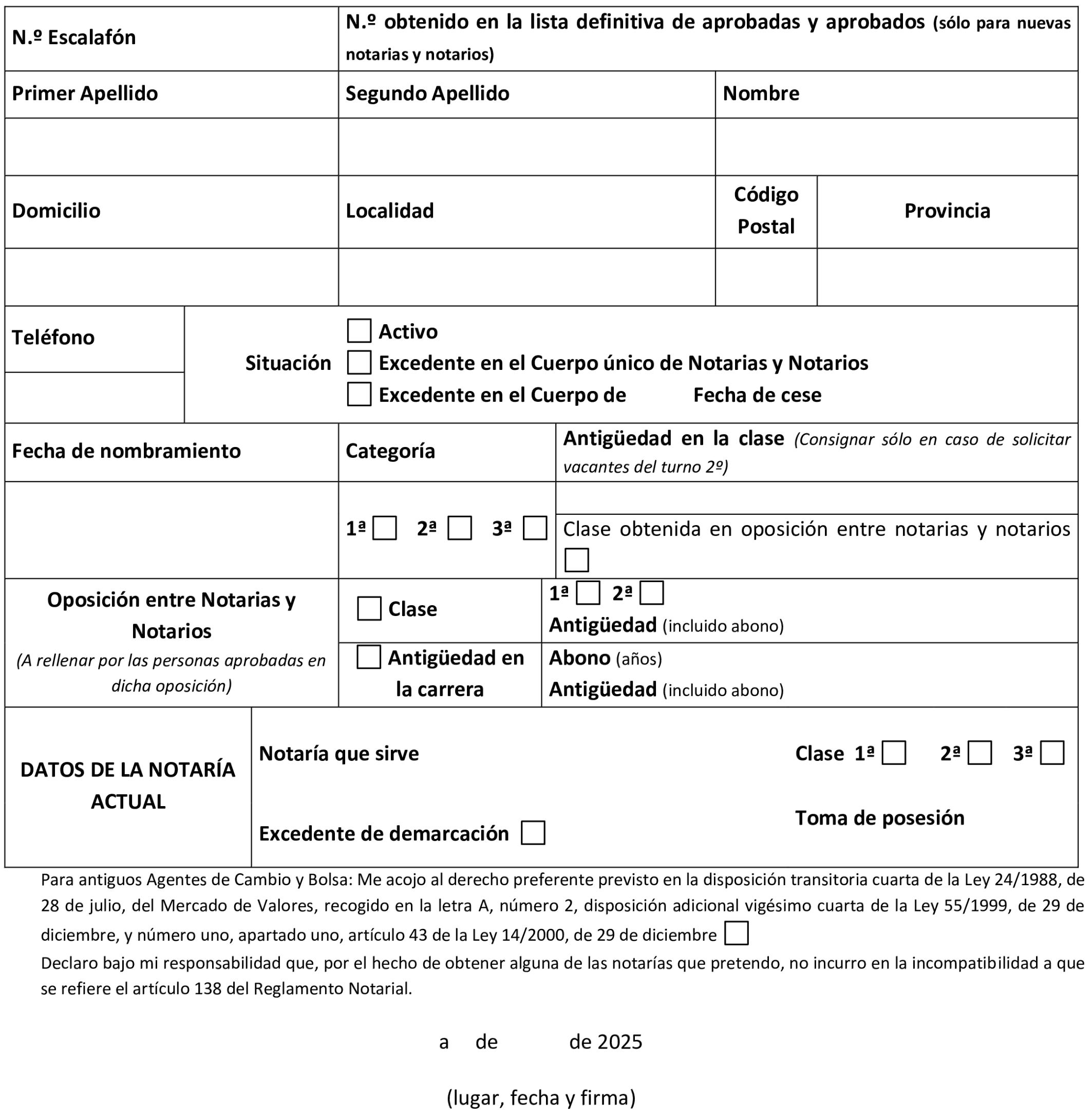 Imagen del artículo Resolución de 15 de enero de 2025, de la Dirección General de Seguridad Jurídica y fe Pública, por la que se convoca concurso para la provisión de notarías vacantes.