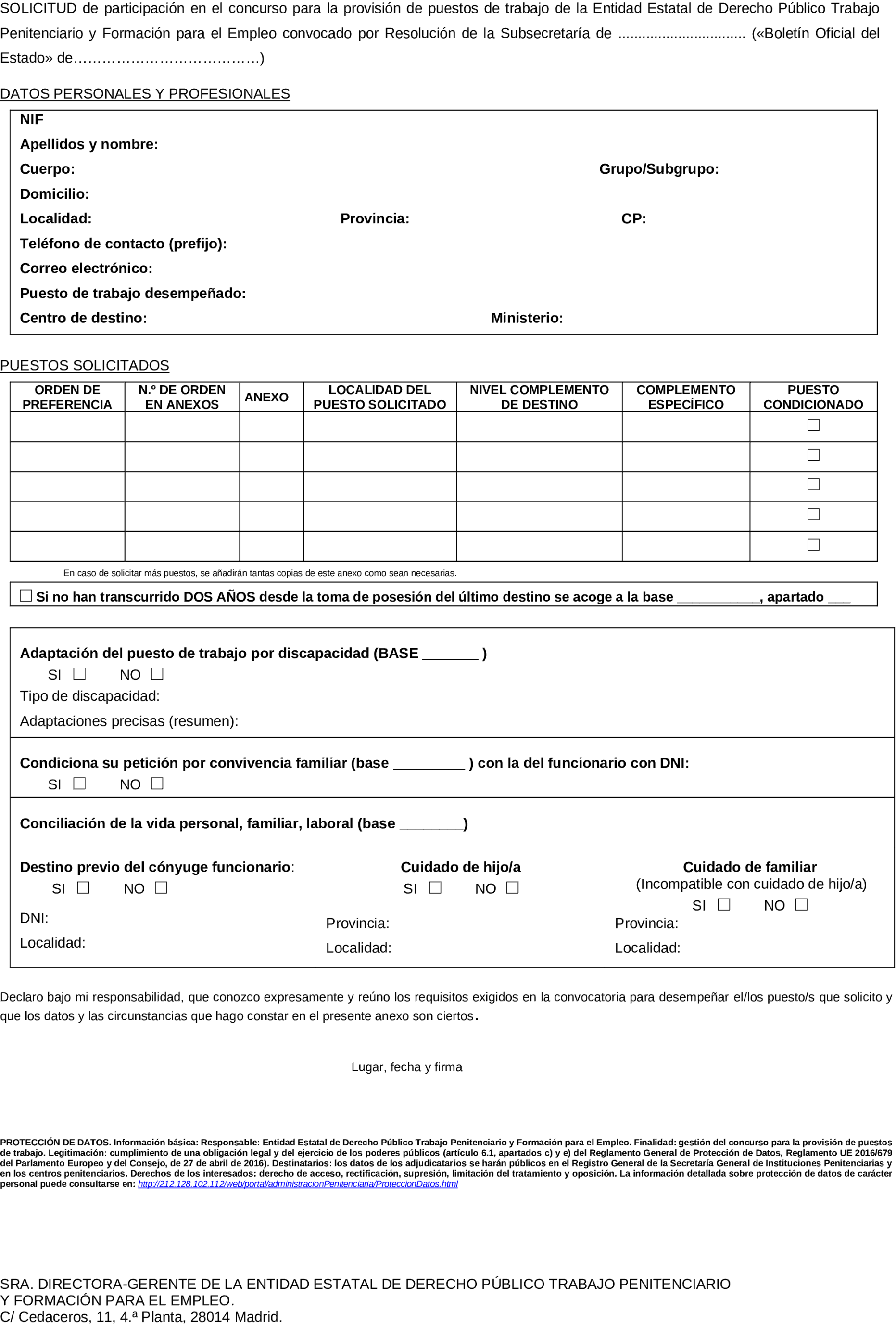 Imagen del artículo Resolución de 19 de febrero de 2025, de la Subsecretaría, por la que se convoca concurso específico para la provisión de puestos de trabajo en la Entidad Estatal de Derecho Público Trabajo Penitenciario y Formación para el Empleo.
