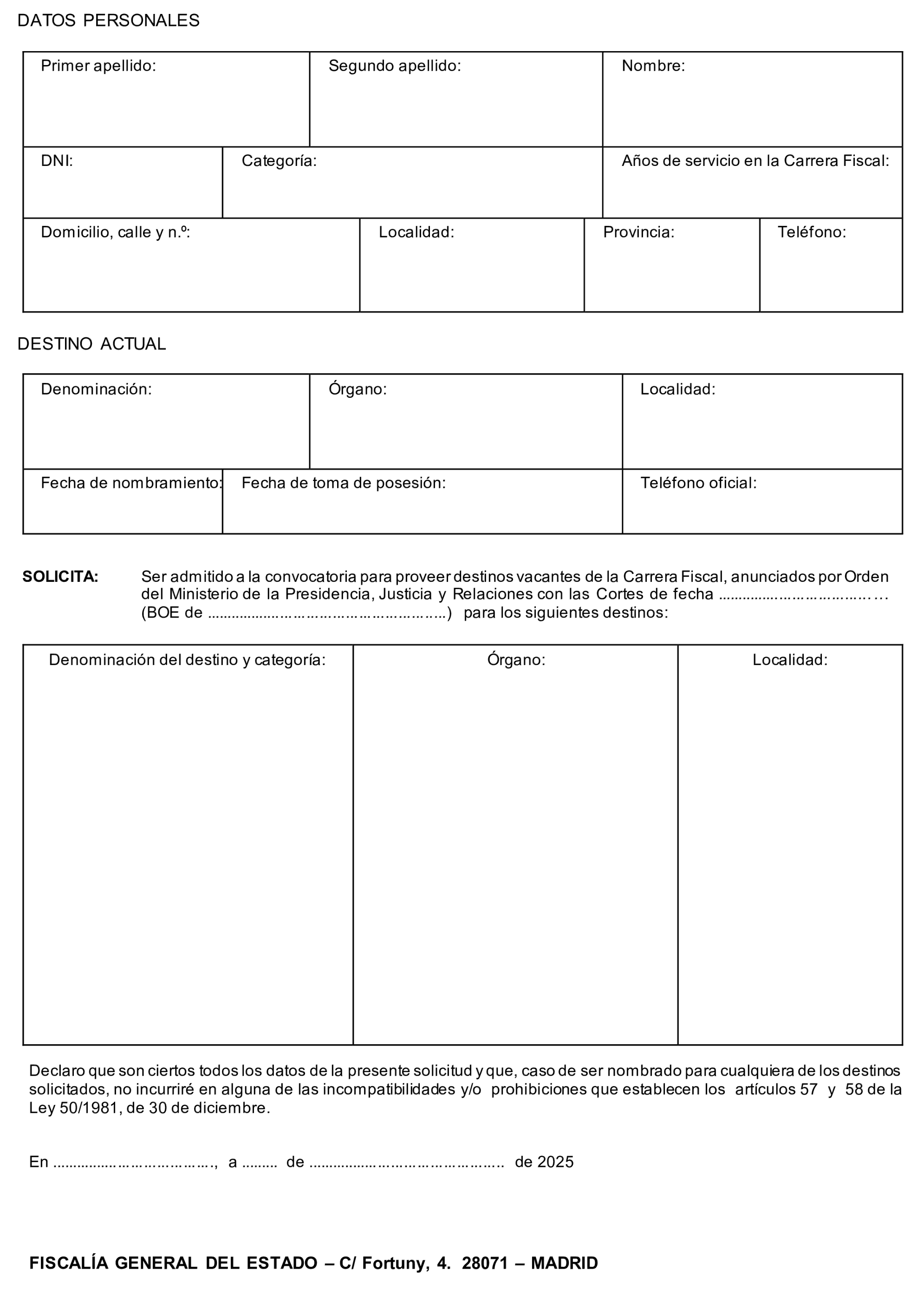 Imagen del artículo Orden PJC/226/2025, de 5 de marzo, por la que se convocan para su provisión destinos vacantes en la Carrera Fiscal.