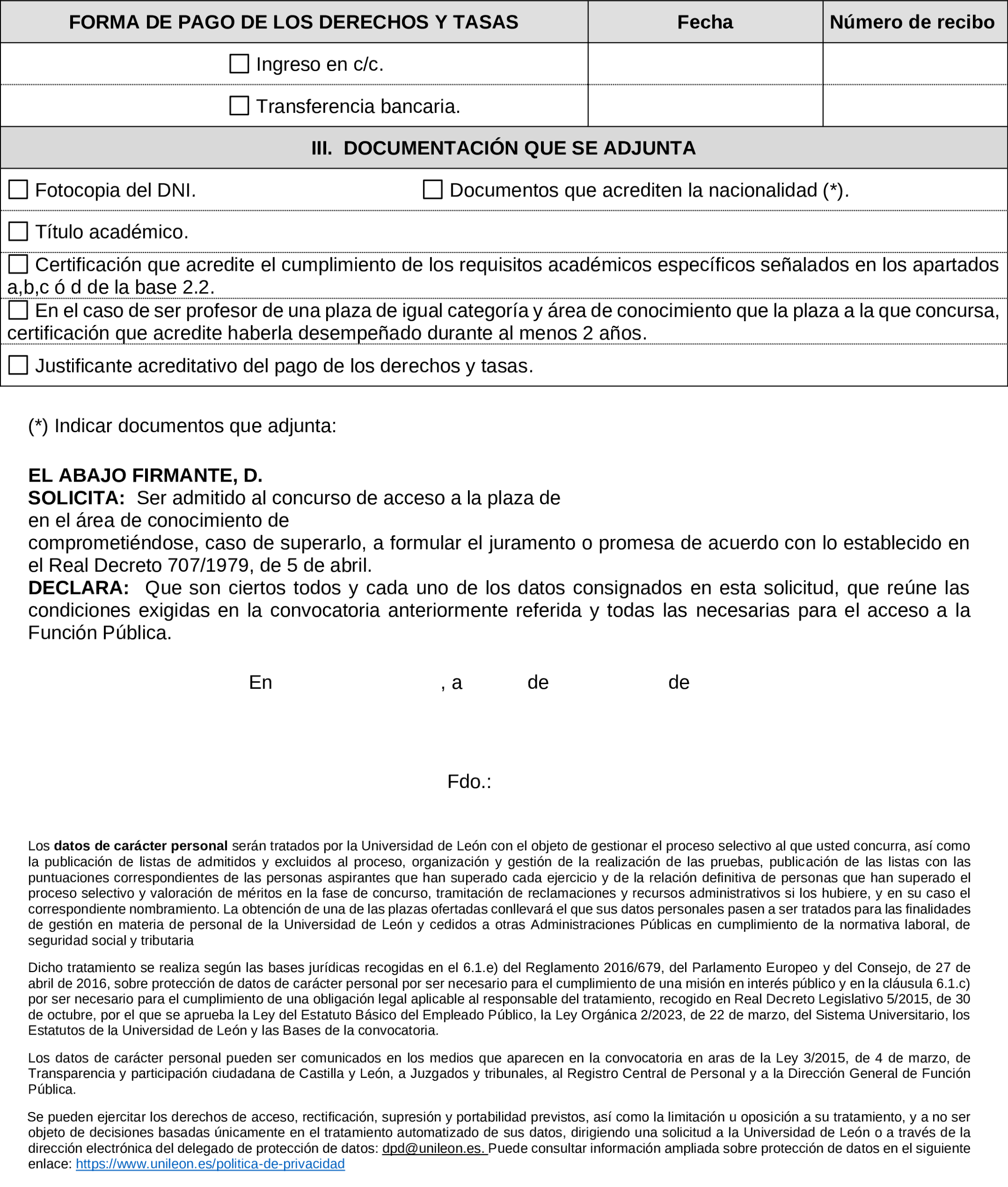 Imagen del artículo Resolución de 10 de marzo de 2025, de la Universidad de León, por la que se convoca concurso de acceso a plaza de cuerpos docentes universitarios.