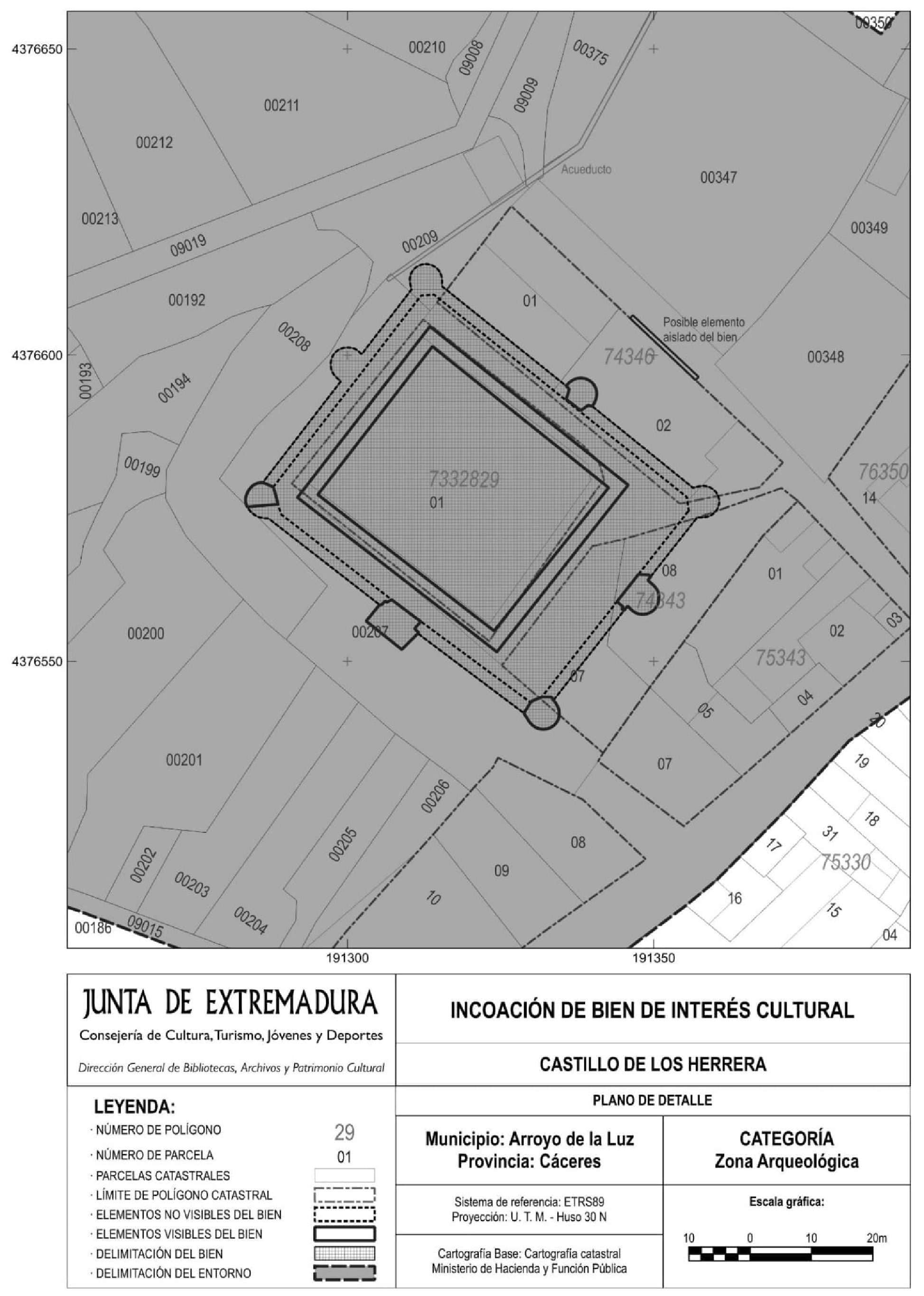 Imagen del artículo Resolución de 27 de enero de 2025, de la Consejería de Cultura, Turismo, Jóvenes y Deportes, por la que se incoa expediente de declaración de bien de interés cultural a favor del «Castillo de los Herrera», de la localidad de Arroyo de la Luz, con la categoría de zona arqueológica.
