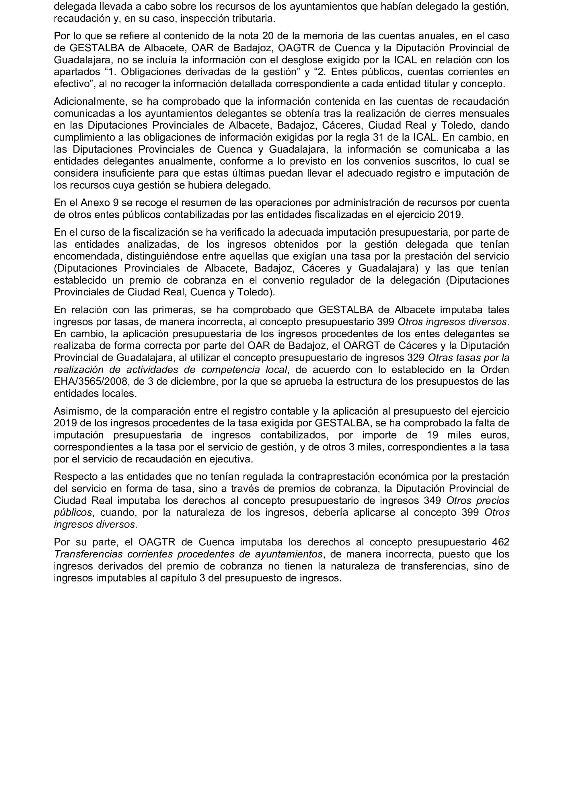 Imagen del artículo Resolución de 19 de diciembre de 2024, aprobada por la Comisión Mixta para las Relaciones con el Tribunal de Cuentas, en relación con el Informe de fiscalización de la gestión, recaudación e inspección delegada por los Ayuntamientos de las Diputaciones Provinciales de Comunidades Autónomas sin órgano de control externo propio, ejercicio 2019.