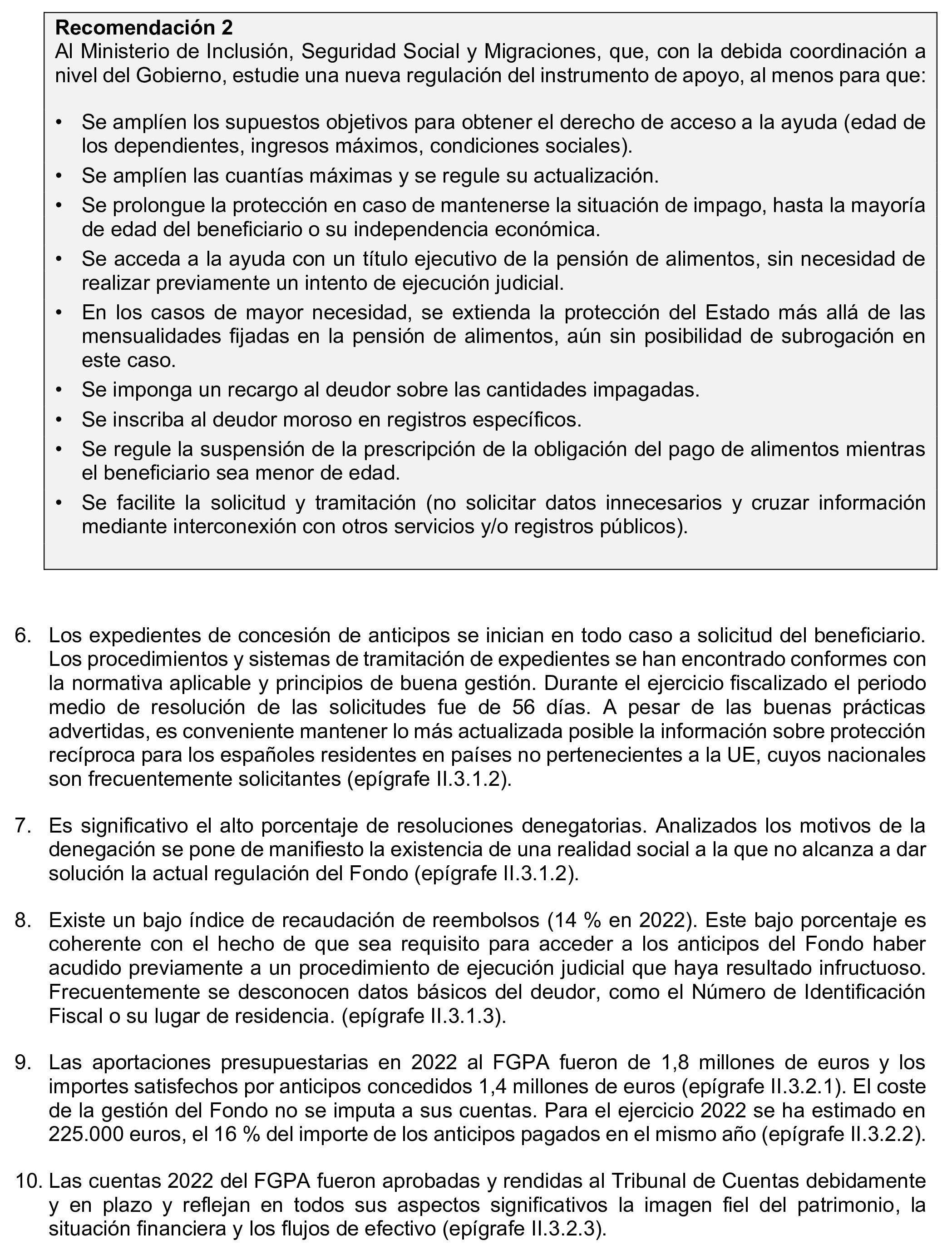 Imagen del artículo Resolución de 19 de diciembre de 2024, aprobada por la Comisión Mixta para las Relaciones con el Tribunal de Cuentas, en relación con el Informe de fiscalización operativa y con enfoque evaluador del Fondo de Garantía del Pago de Alimentos, ejercicio 2022.