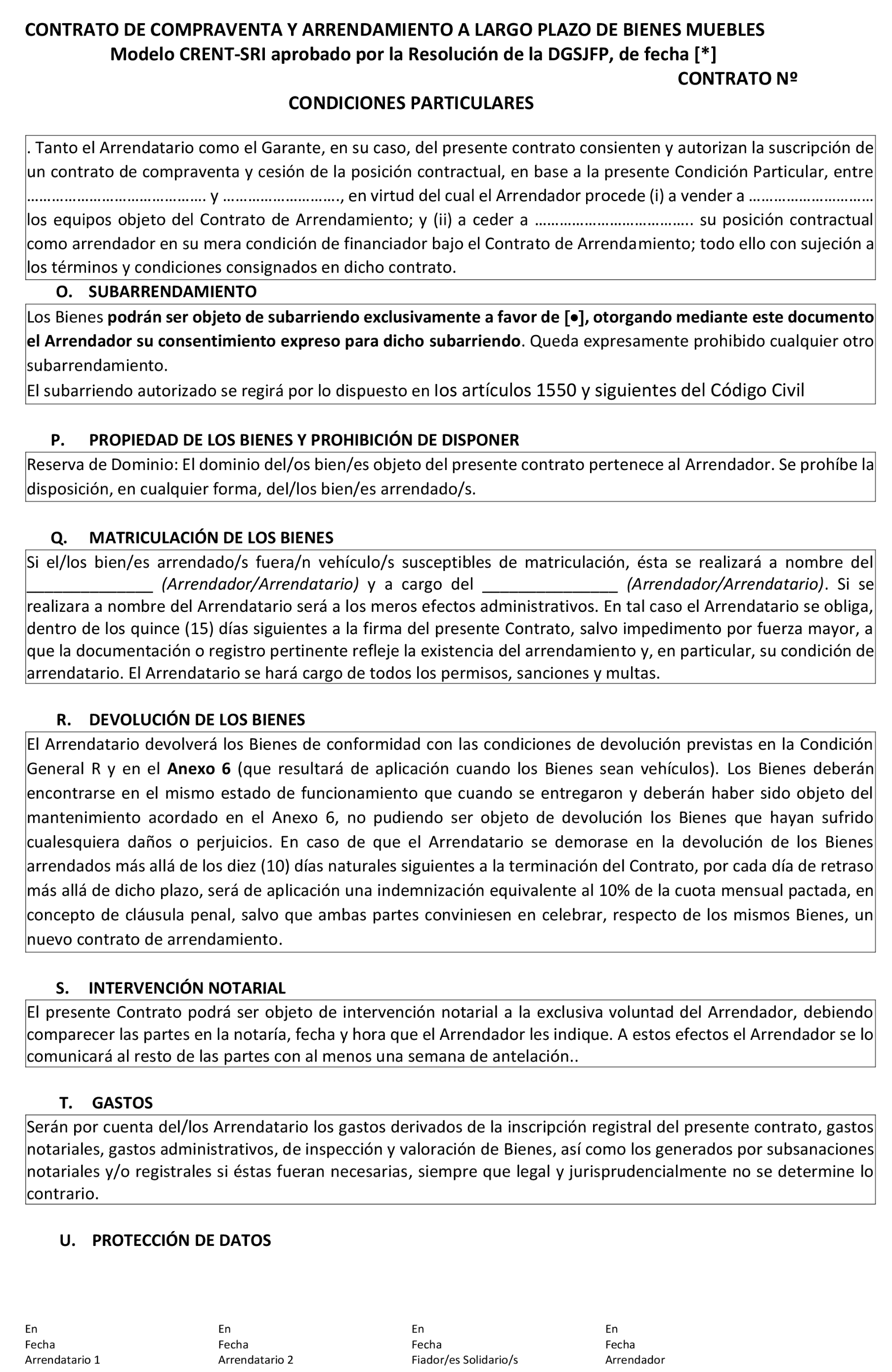 Imagen del artículo Resolución de 2 de abril de 2025, de la Dirección General de Seguridad Jurídica y Fe Pública, por la que se aprueba el modelo de contrato de compraventa y arrendamiento a largo plazo de bienes muebles, con letras de identificación CRENT-SRI, y sus anexos, para ser utilizado por Crede Rent, SL.