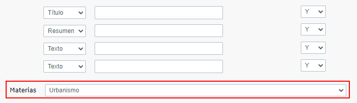 Escribir URBANISMO en el campo 'Materias'