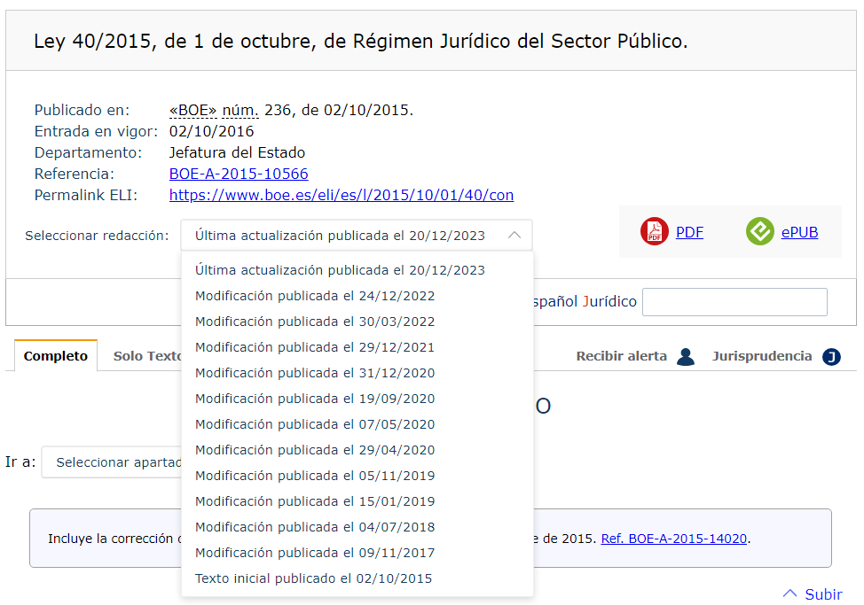 Seleccionar una opción del desplegable 'Seleccionar redacción' y hacer clic en el botón 'Elegir'