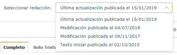 Seleccionar una opción del desplegable 'Seleccionar redacción' y hacer clic en el botón 'Elegir'